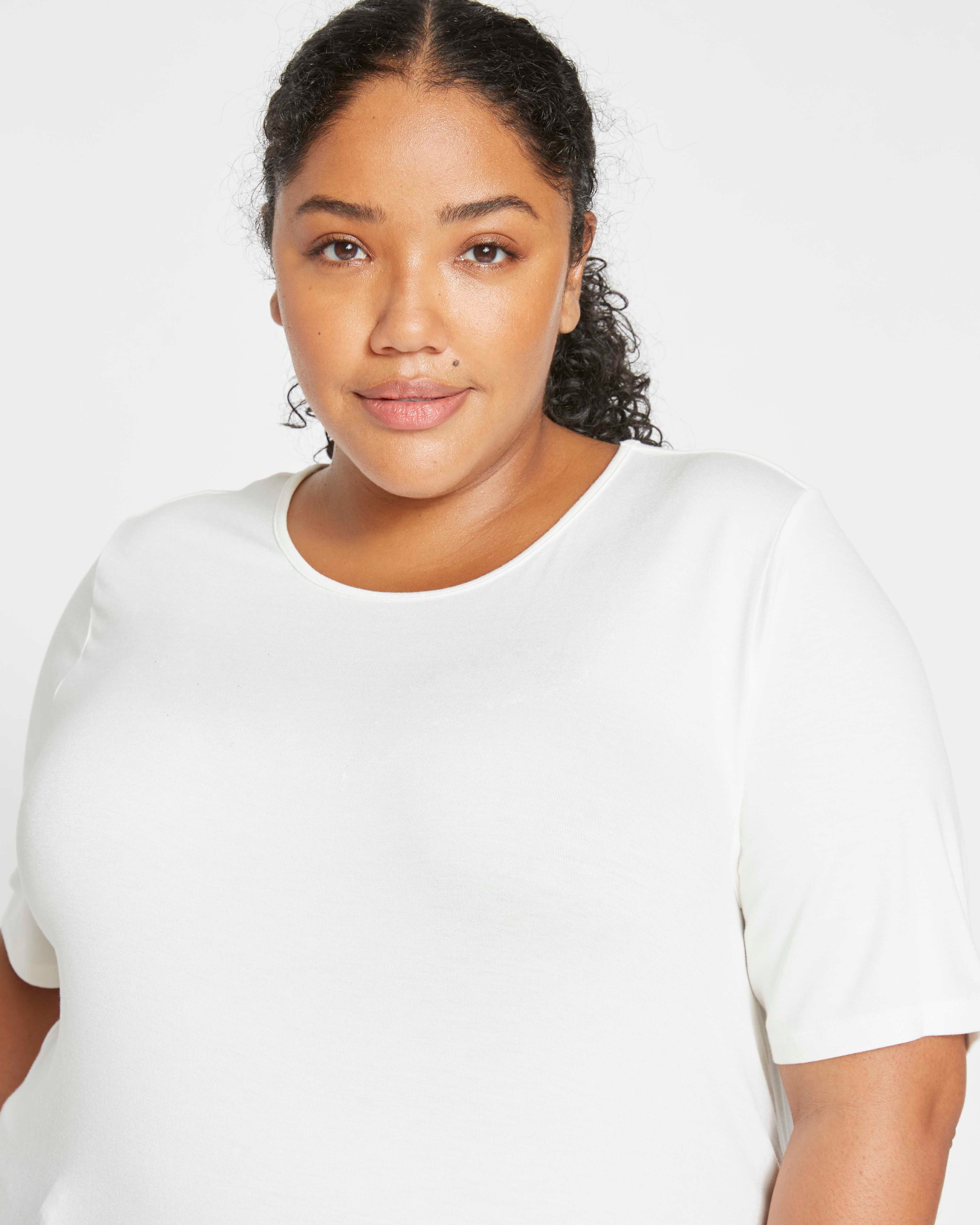 Lily Liquid Jersey Crew Neck Stovepipe Tee - White