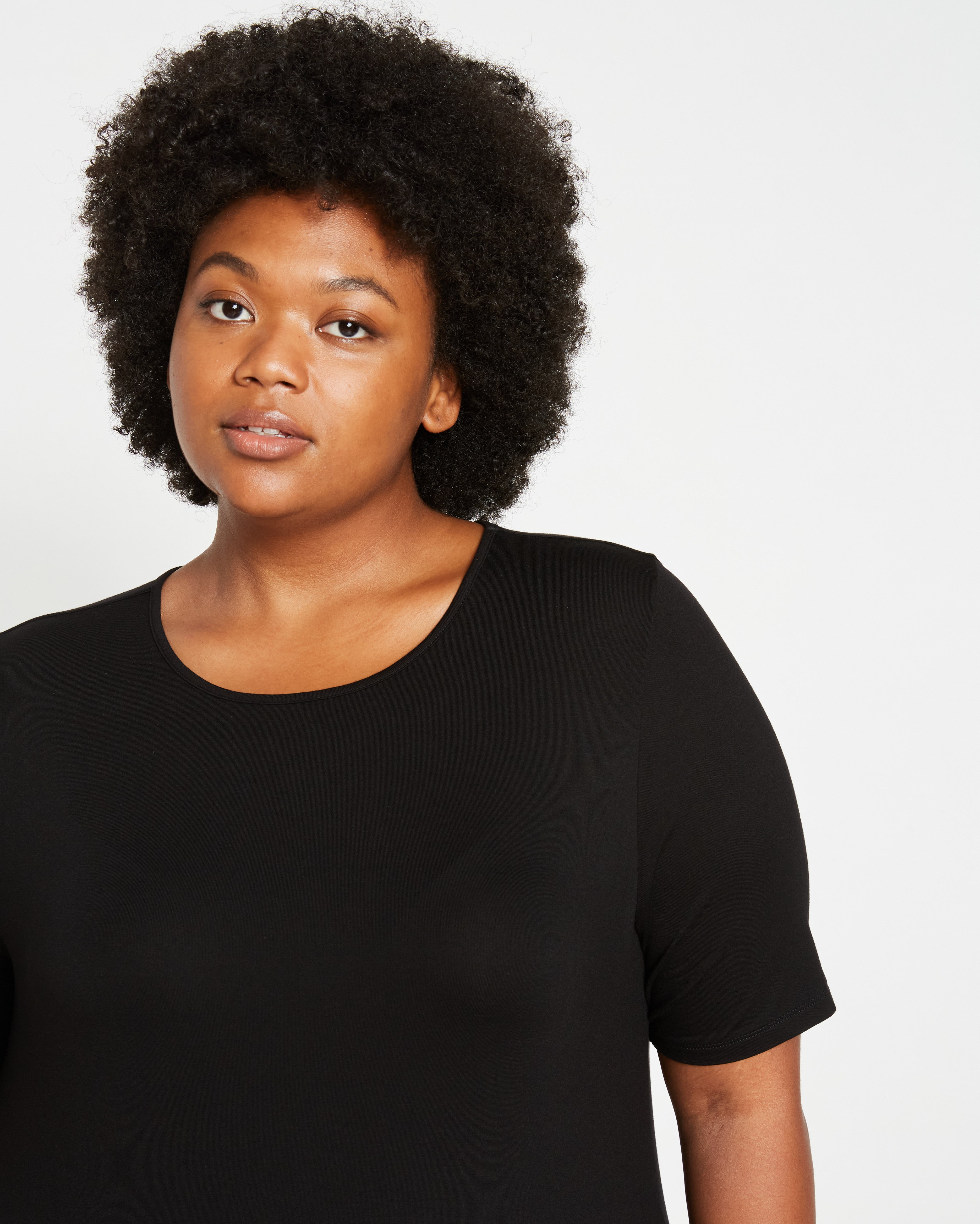 Lily Liquid Jersey Crew Neck Stovepipe Tee - Black