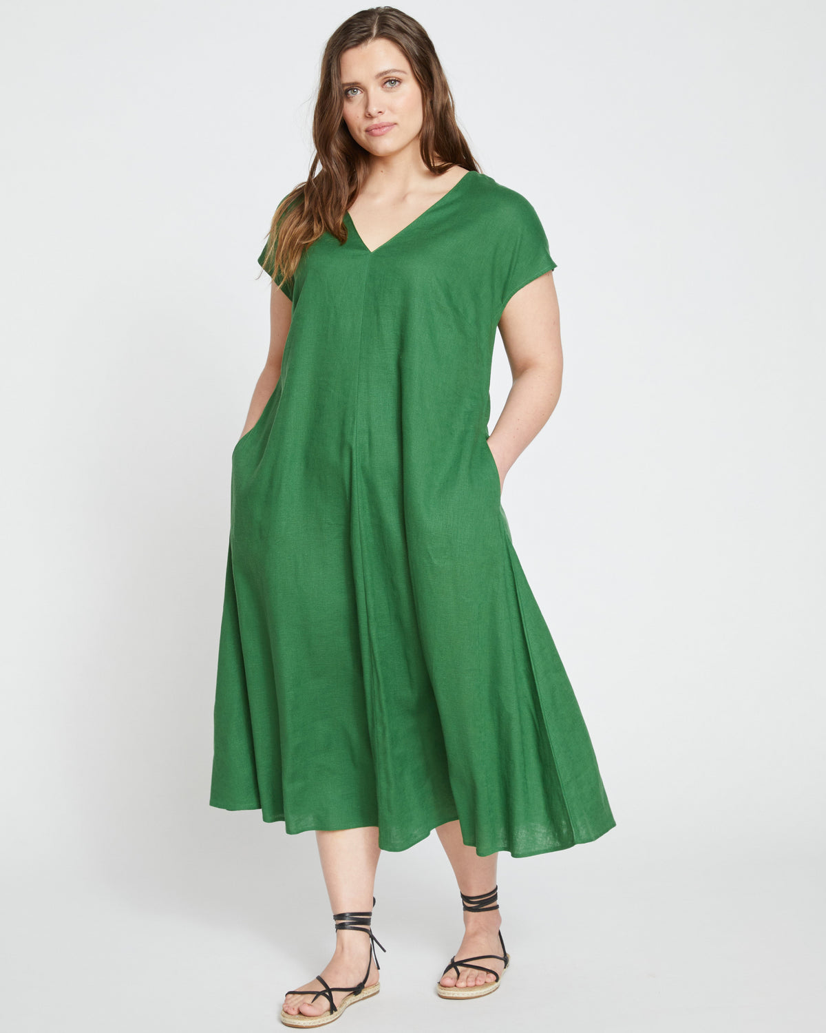Louvre Bow Back Linen Dress - Jardin