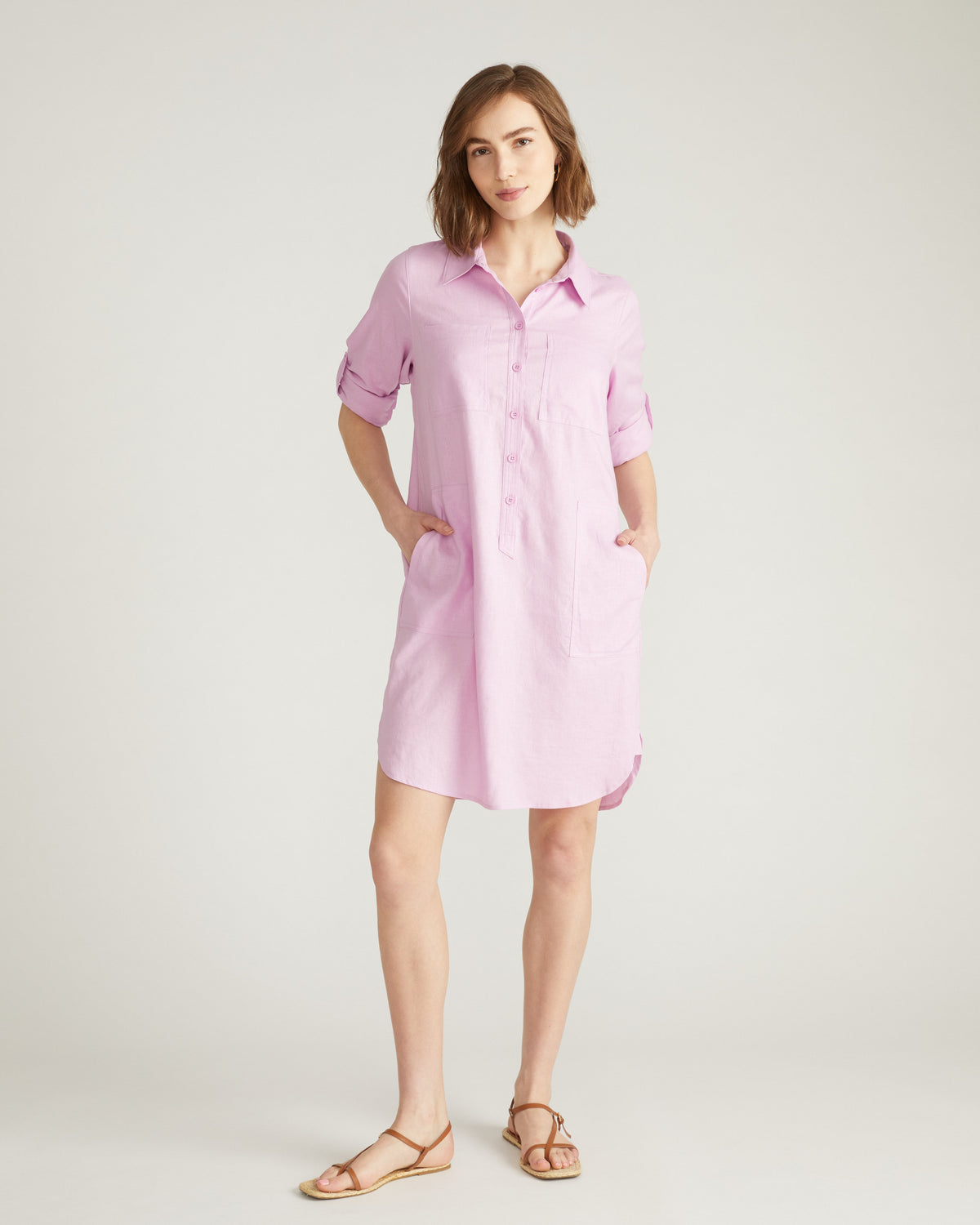 Linen Rubicon Shirtdress - Lilac