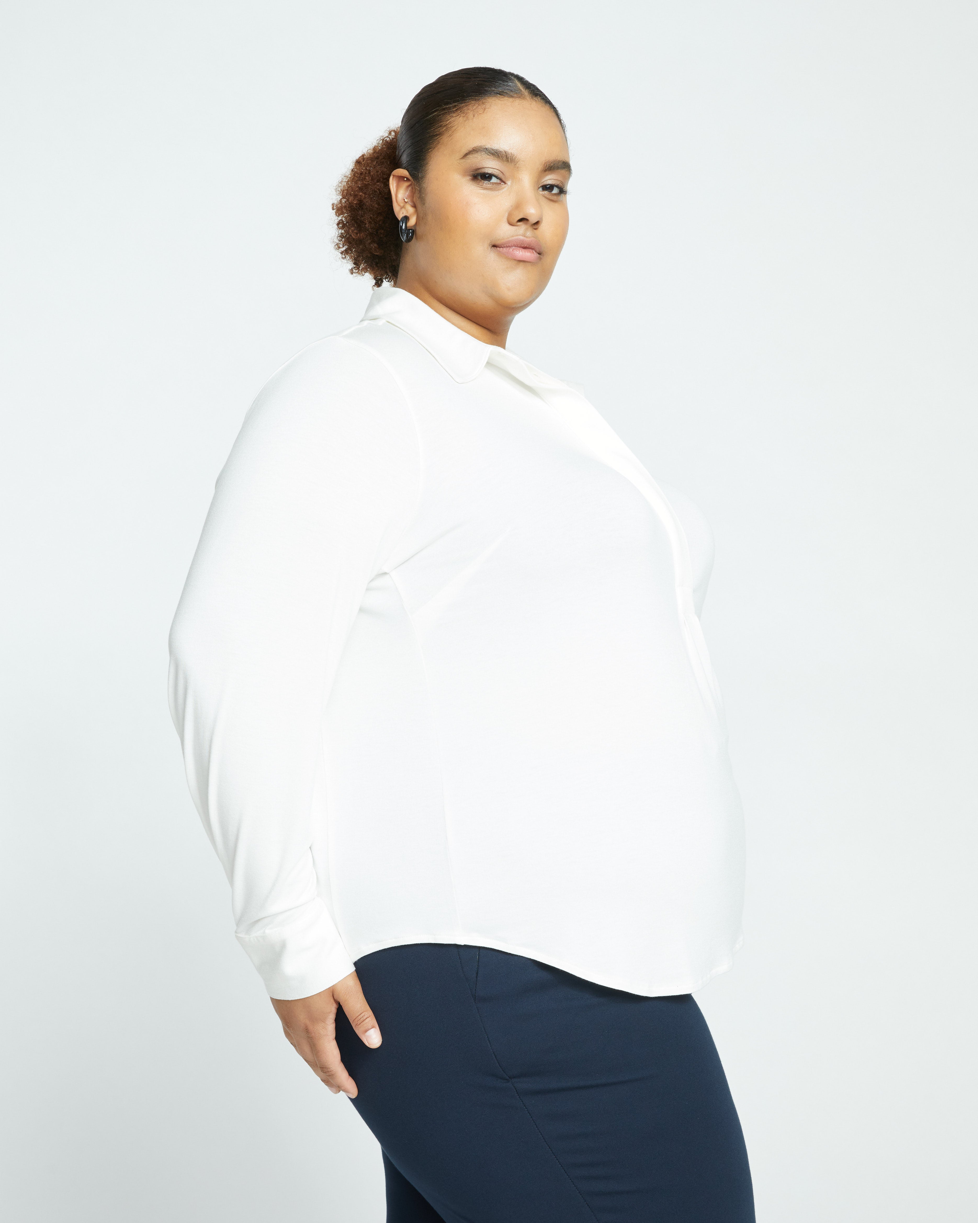 Elbe Popover Liquid Jersey Shirt Classic Fit - White