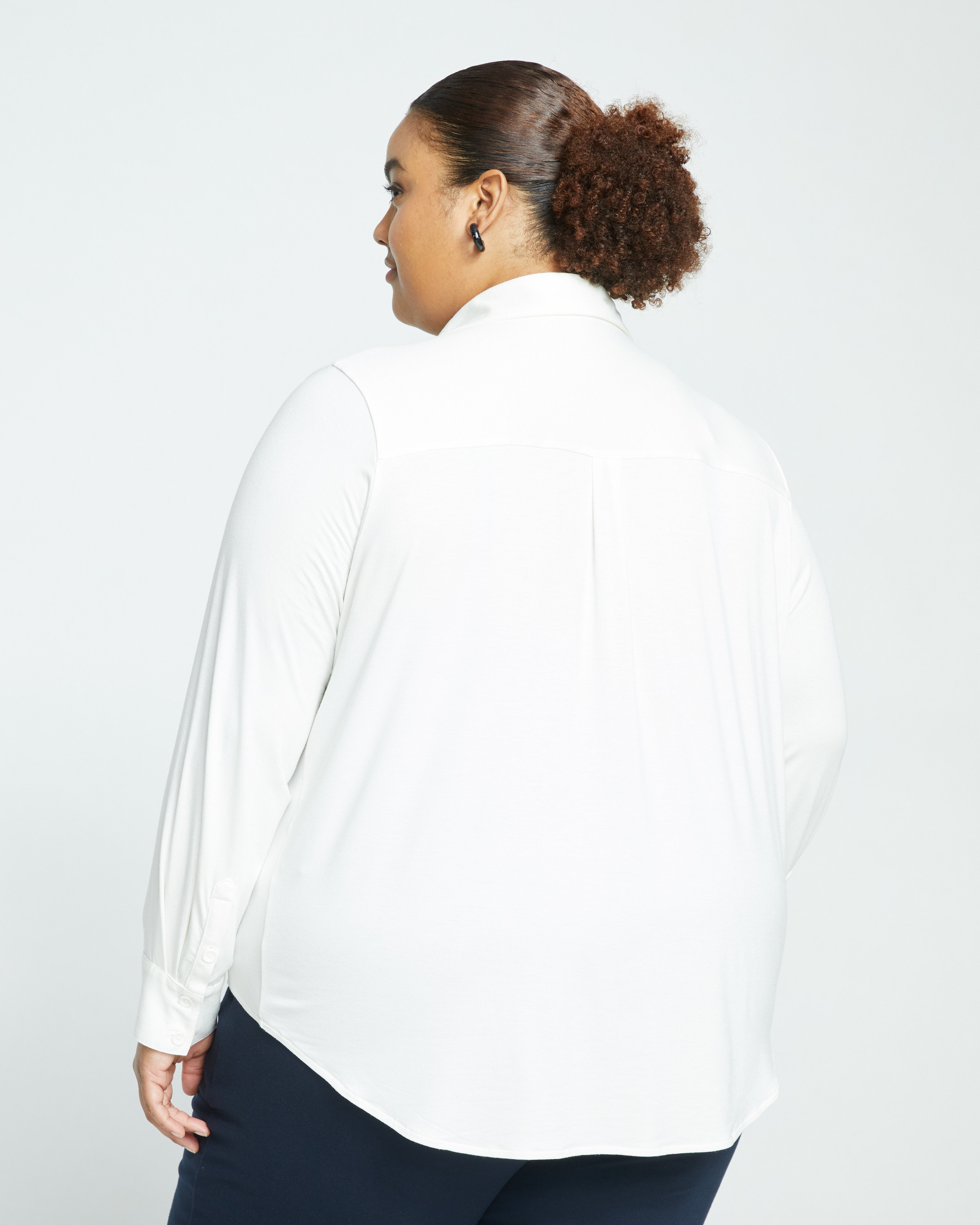 Elbe Popover Liquid Jersey Shirt Classic Fit - White