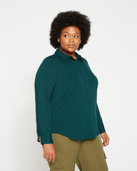 Elbe Popover Liquid Jersey Shirt Classic Fit - Forest Green