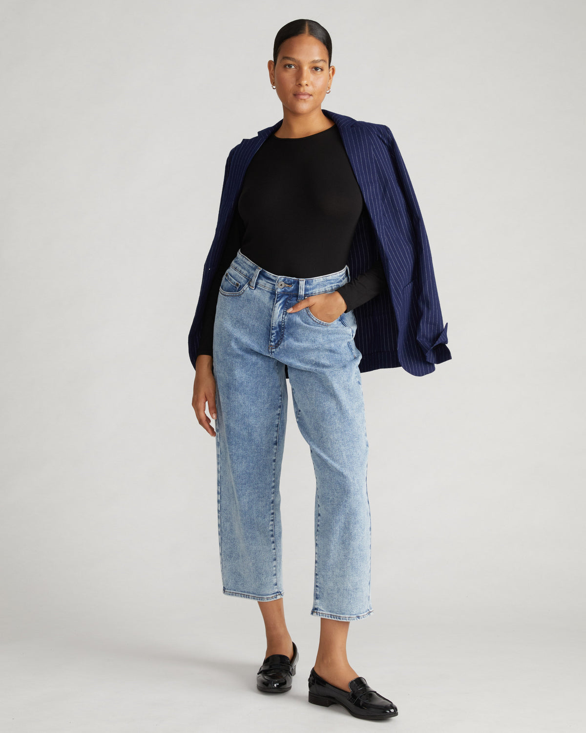 Joan Liquid Jersey Long Sleeve Top - Black