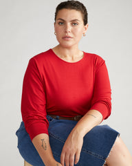 Joan Liquid Jersey Long Sleeve Top - New York Red