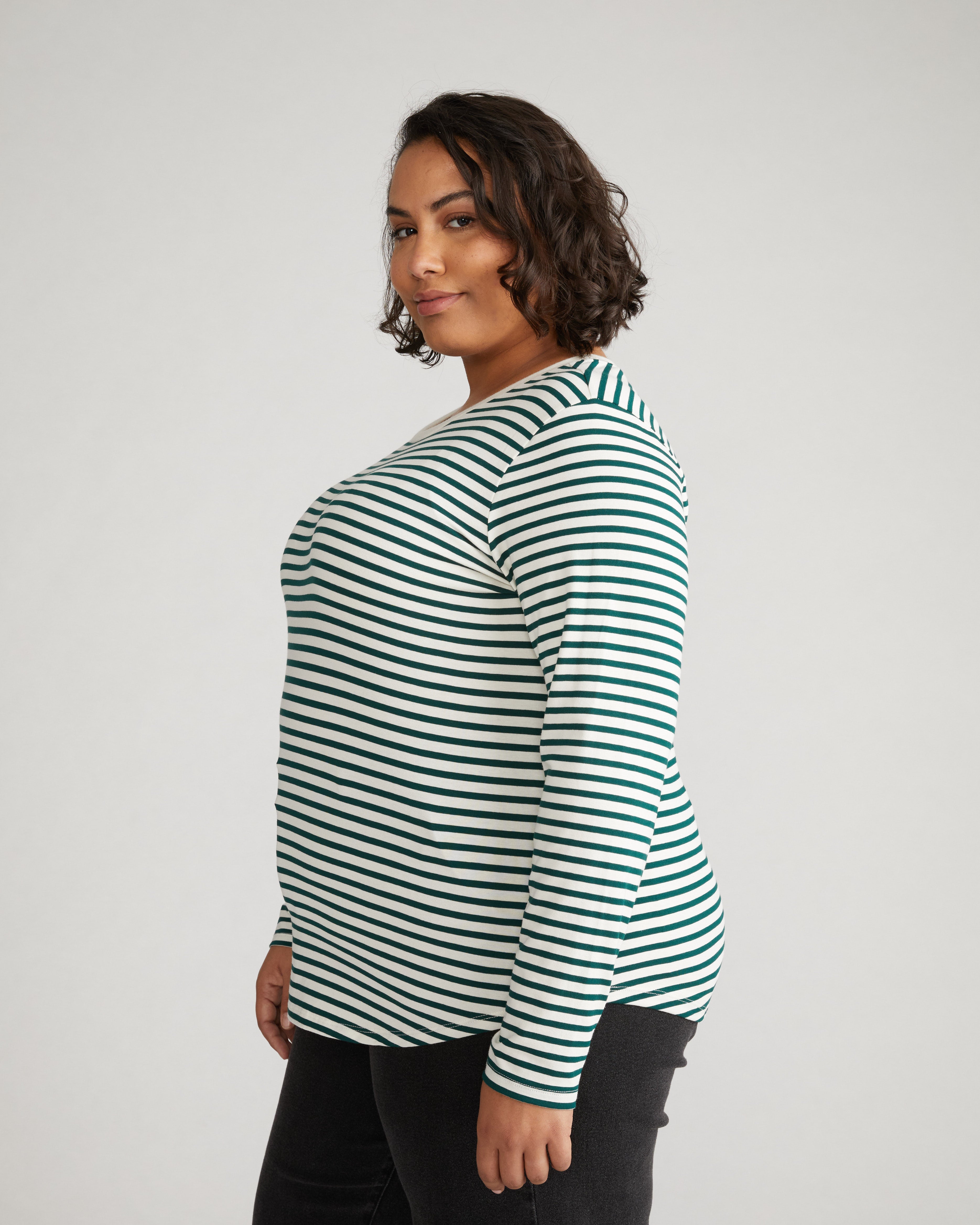 Long Sleeve Tee Rex - Bone/Botanic Stripe