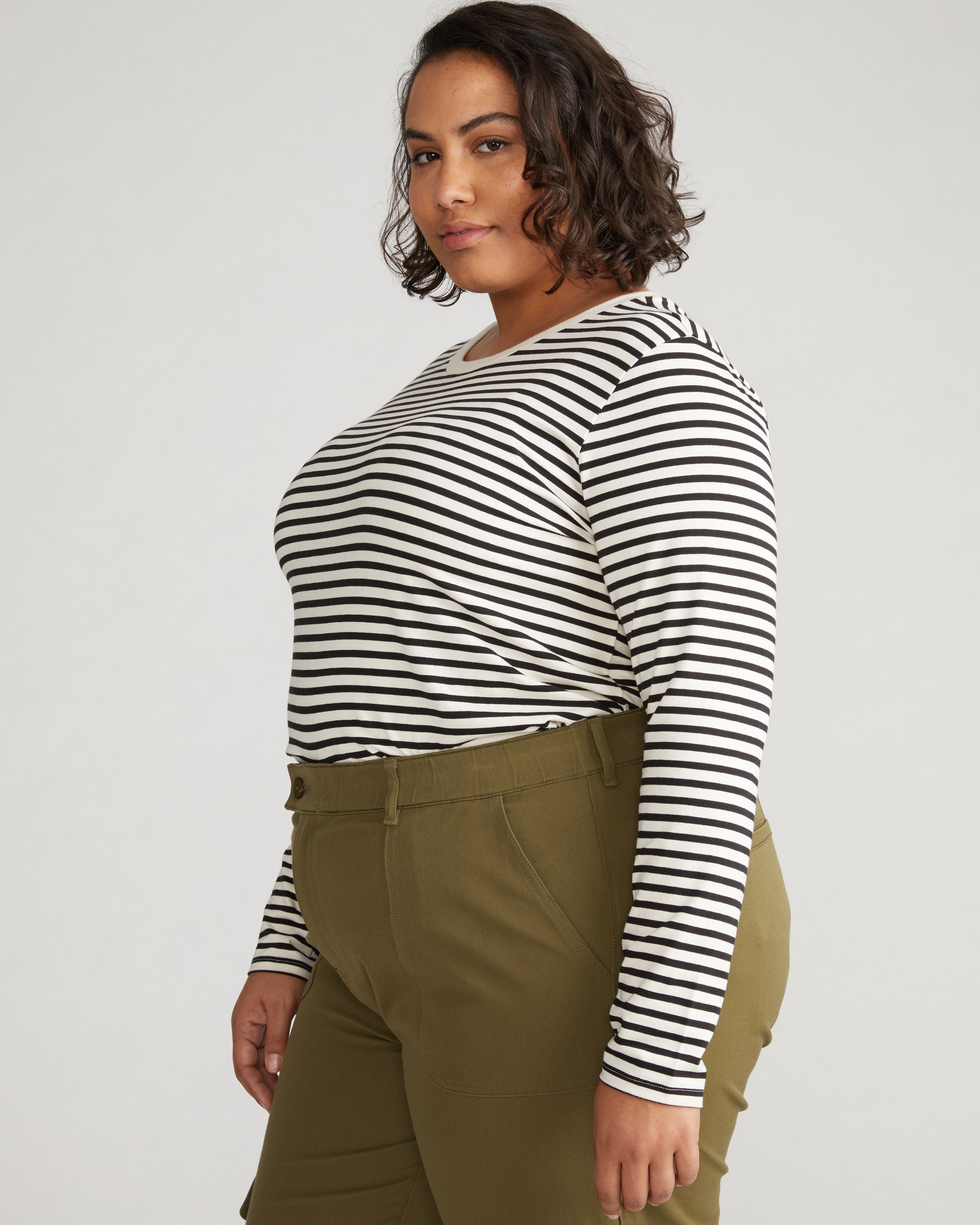 Long Sleeve Tee Rex - Ecru/Black Stripe