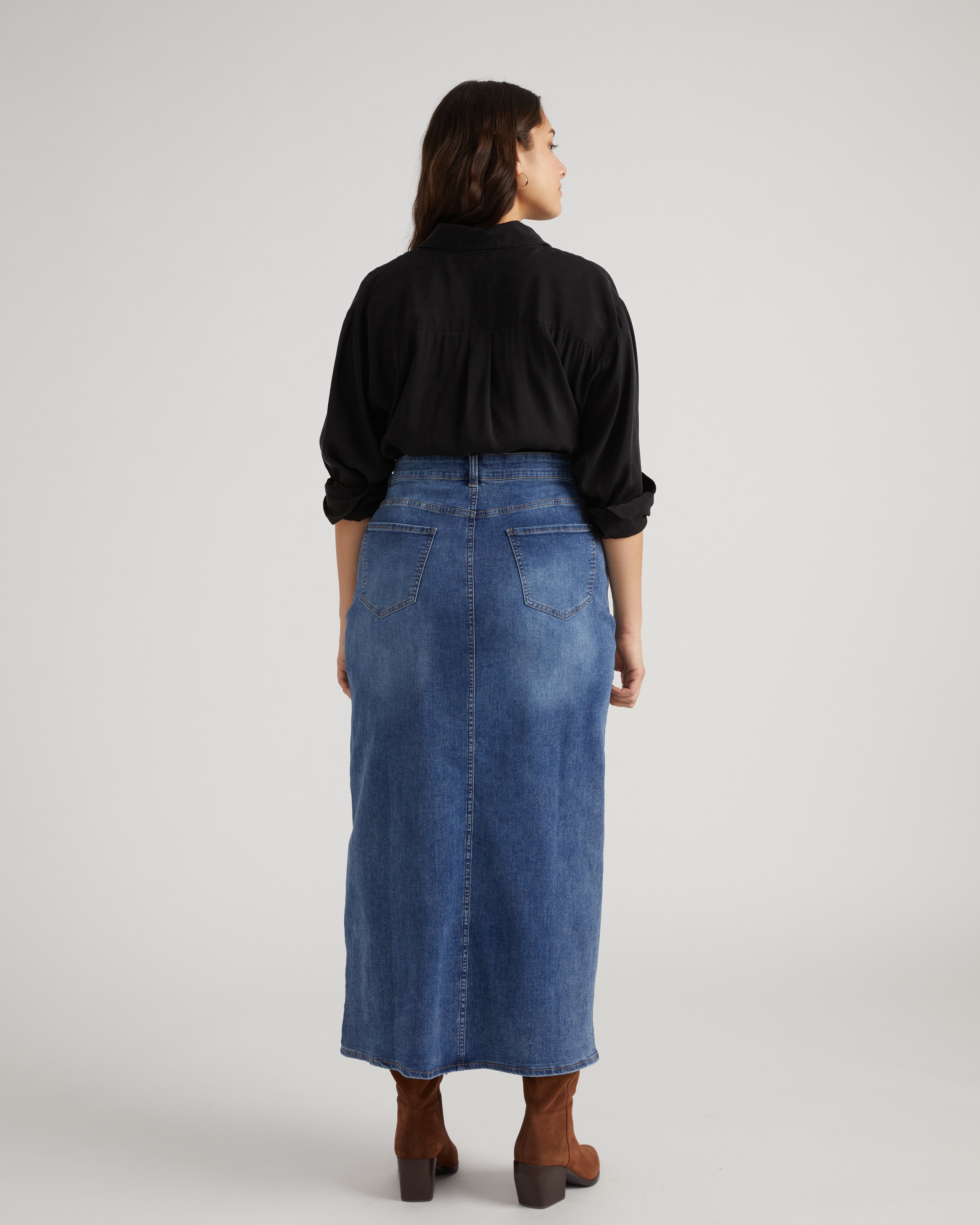ComfortDenim Maxi Skirt - Western Blue Wash