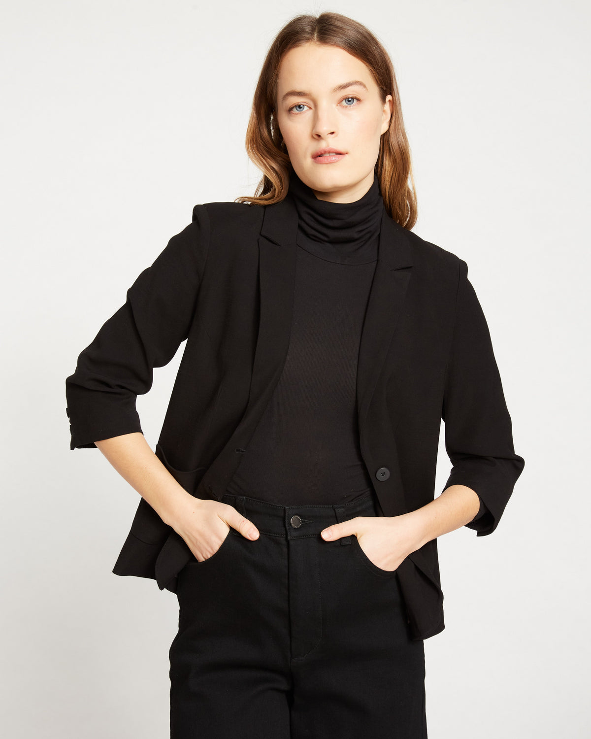 Meg Double Luxe Short Blazer - Black