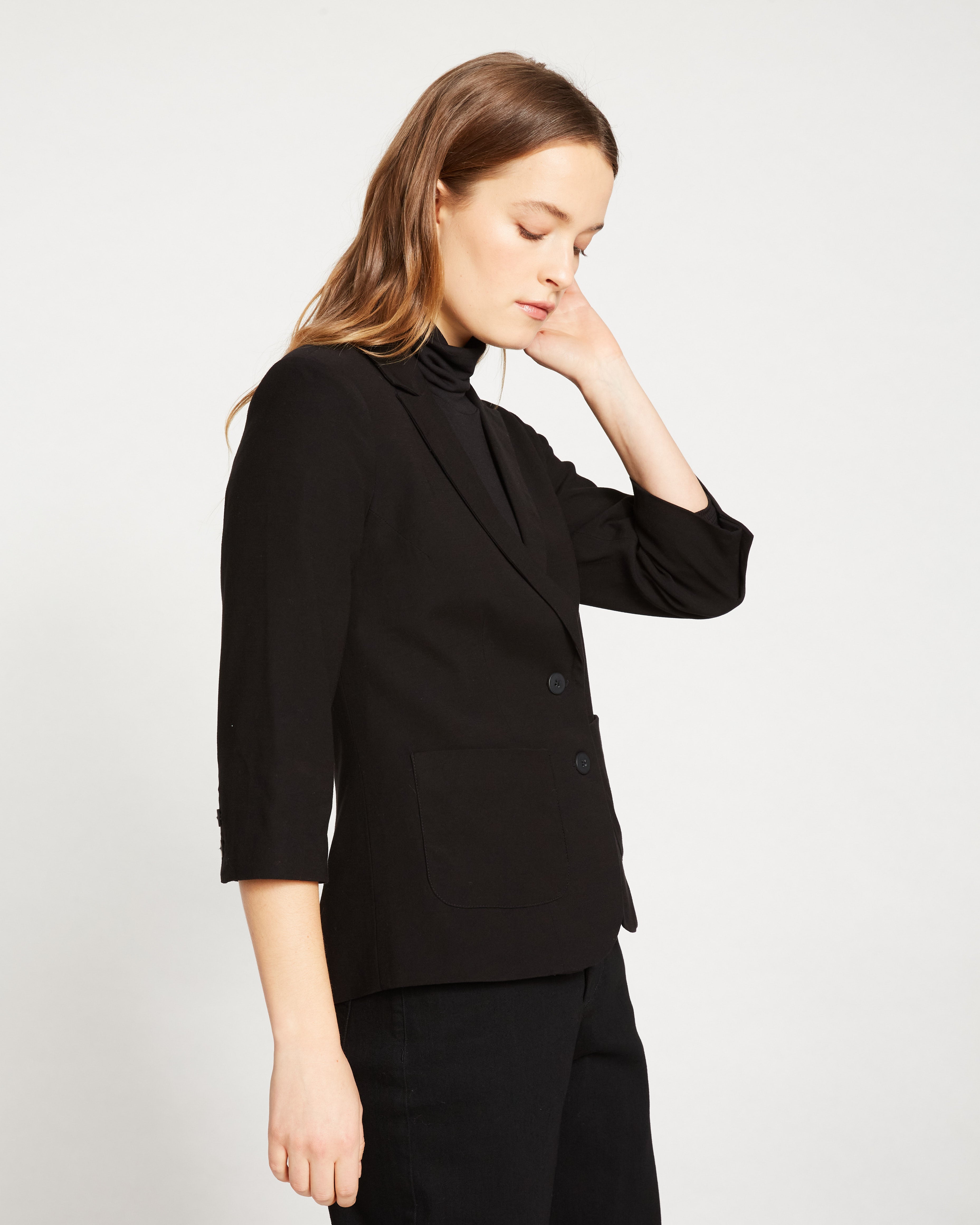 Meg Double Luxe Short Blazer - Black