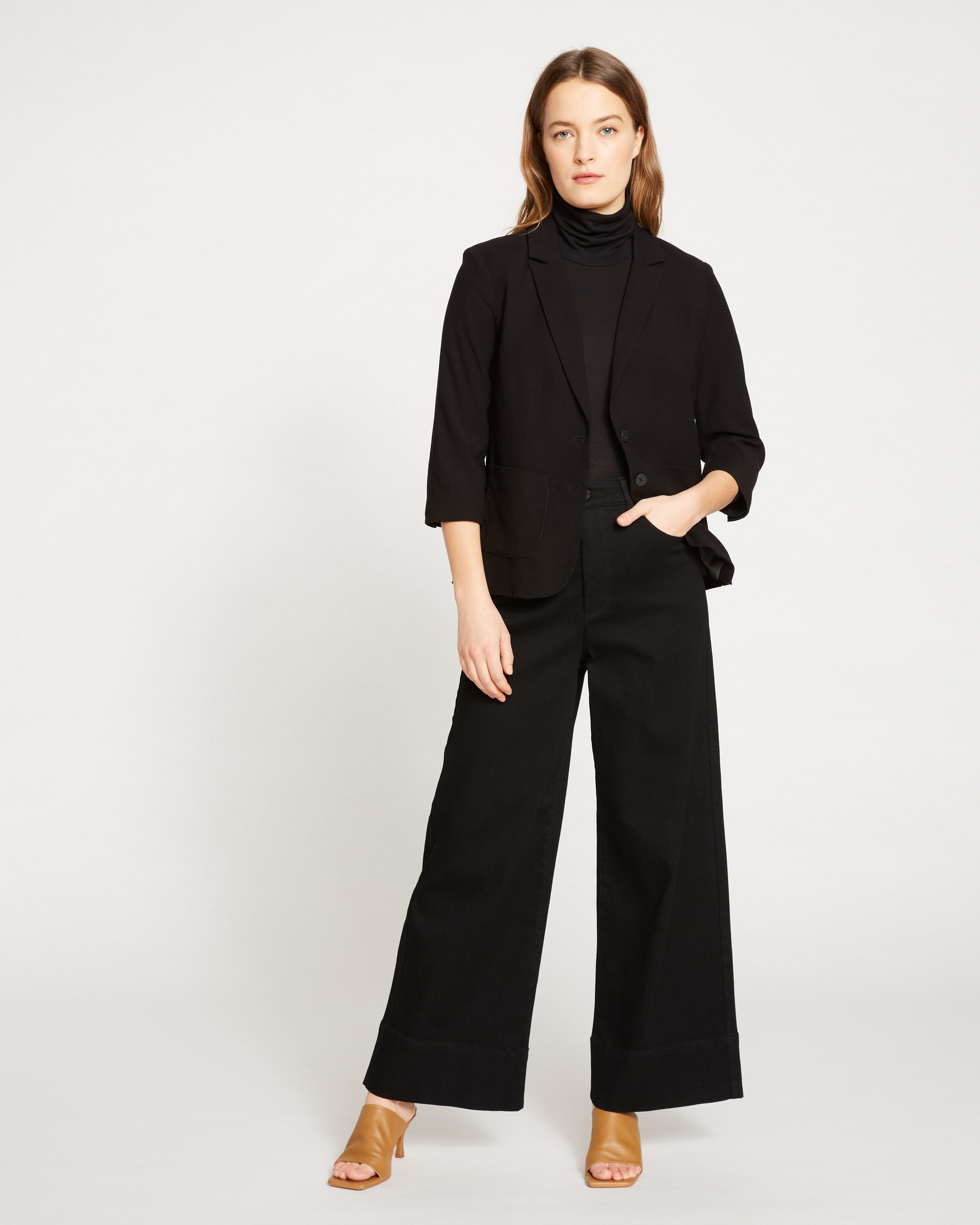 Meg Double Luxe Short Blazer - Black