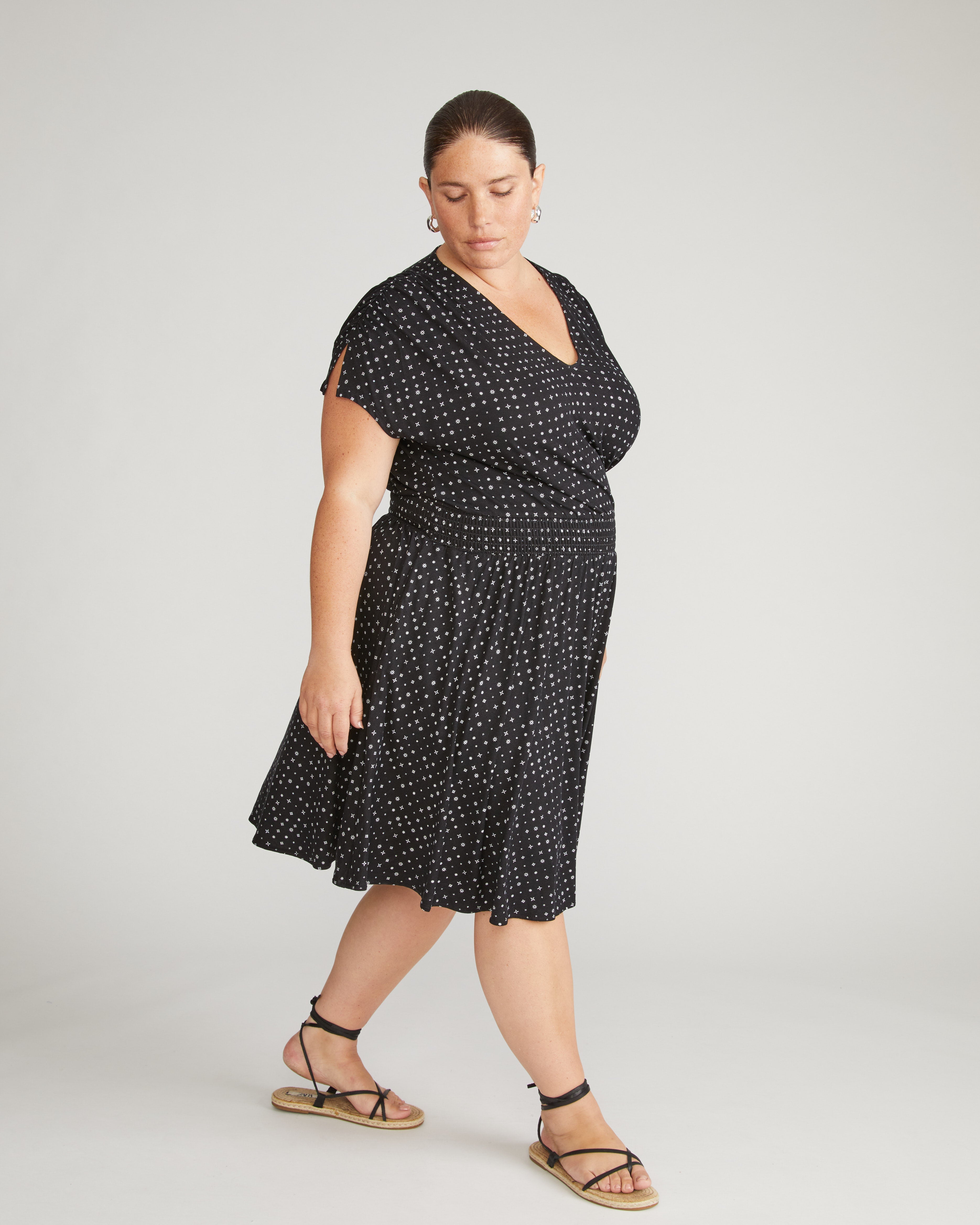 Minetta Liquid Jersey Dress - Galactic Print in Black