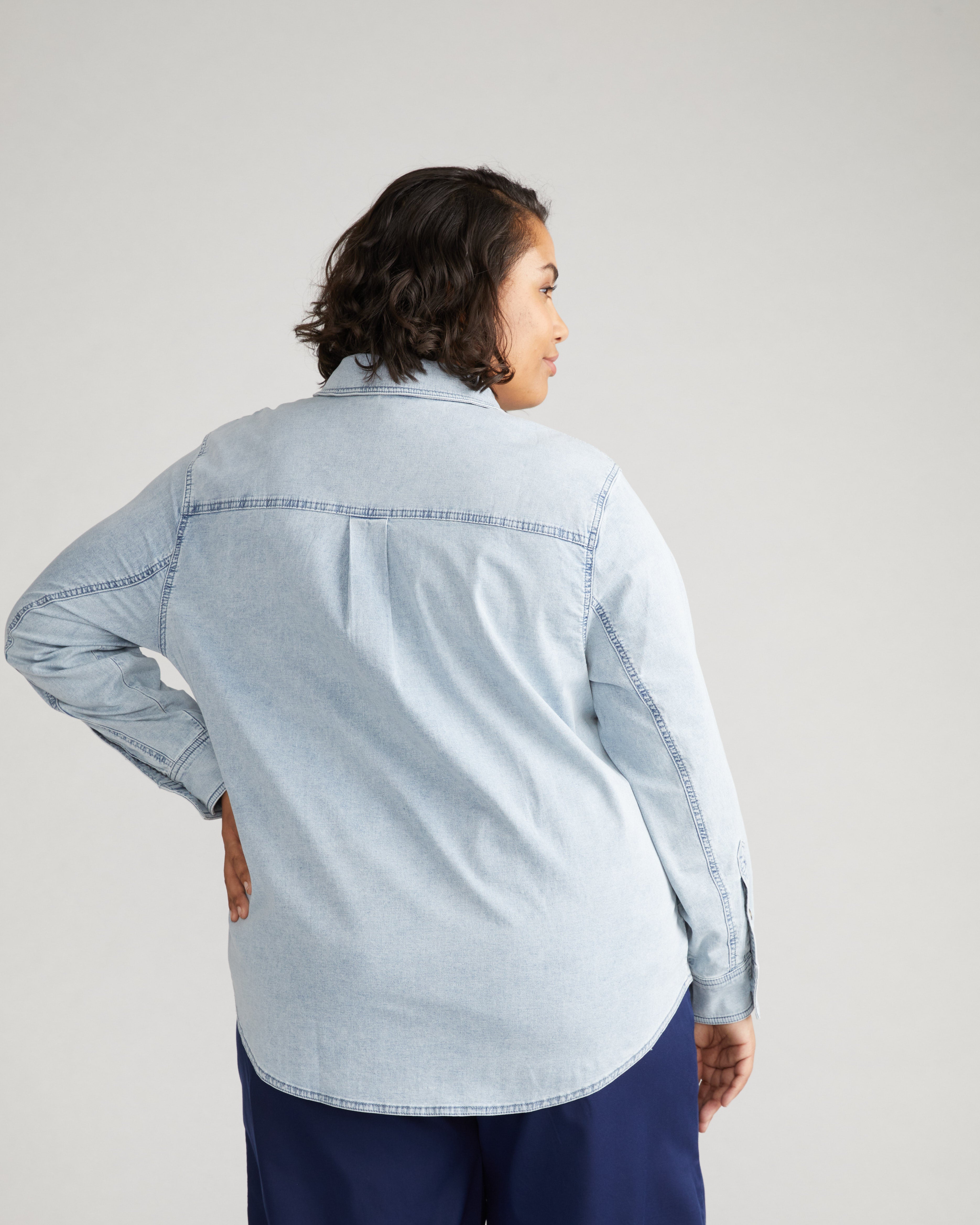 Minimalist Stretch Cotton Chambray Shirt - Heritage Blue