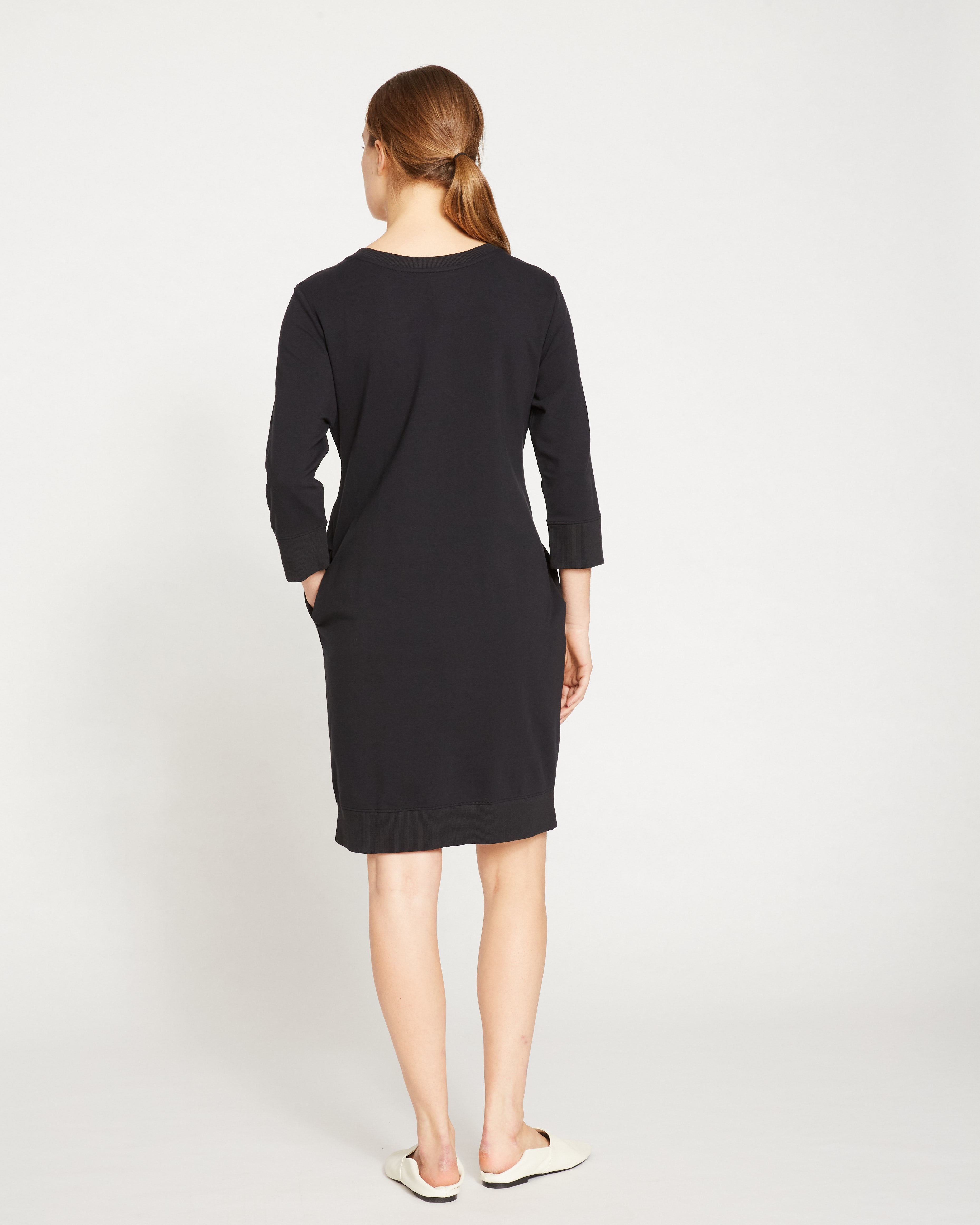 Misa Tie Sweatshirt Dress - Black