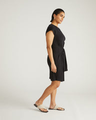 Misa Linen Jersey Tie Dress - Black
