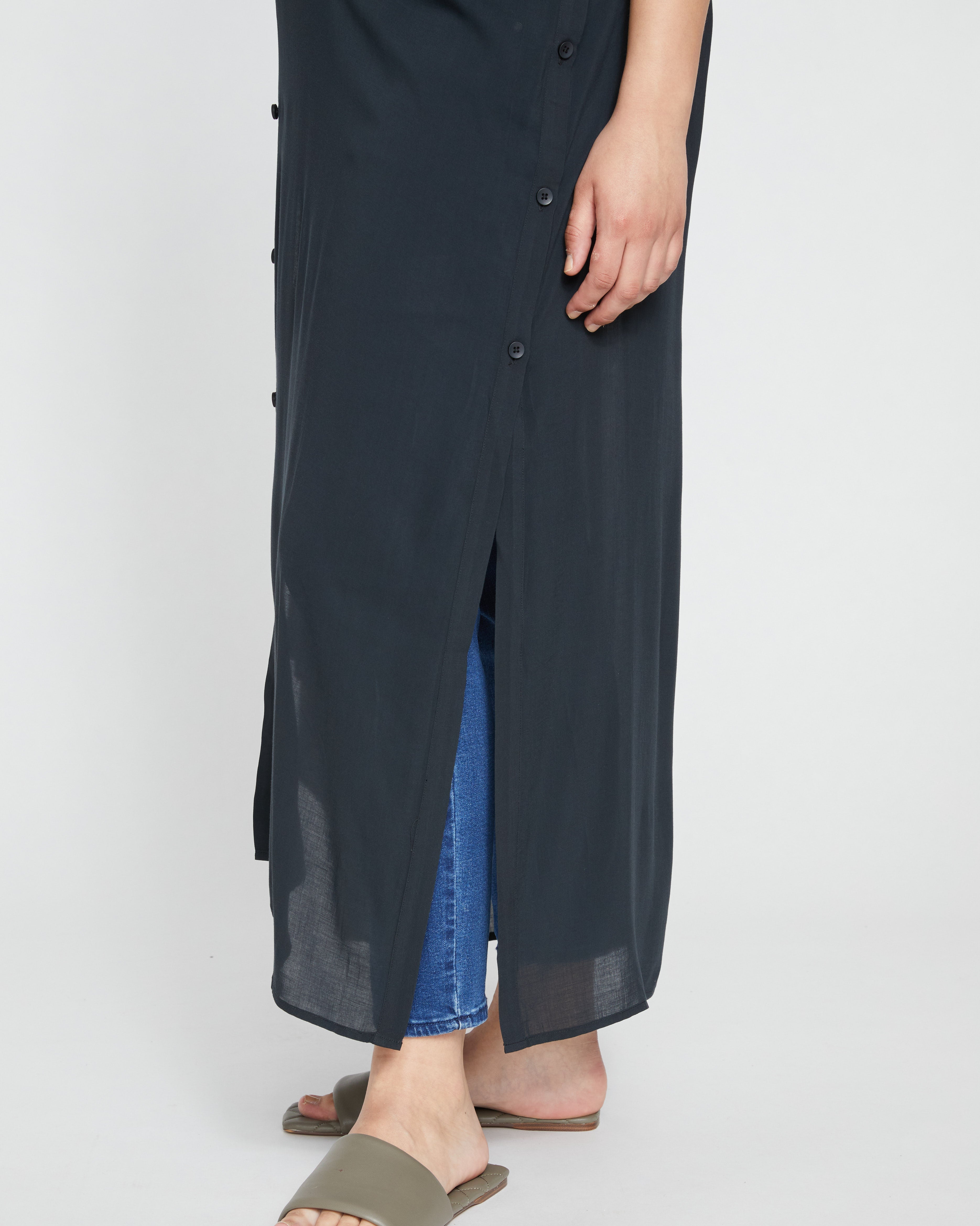 Nailah Button Down Tunic - Black