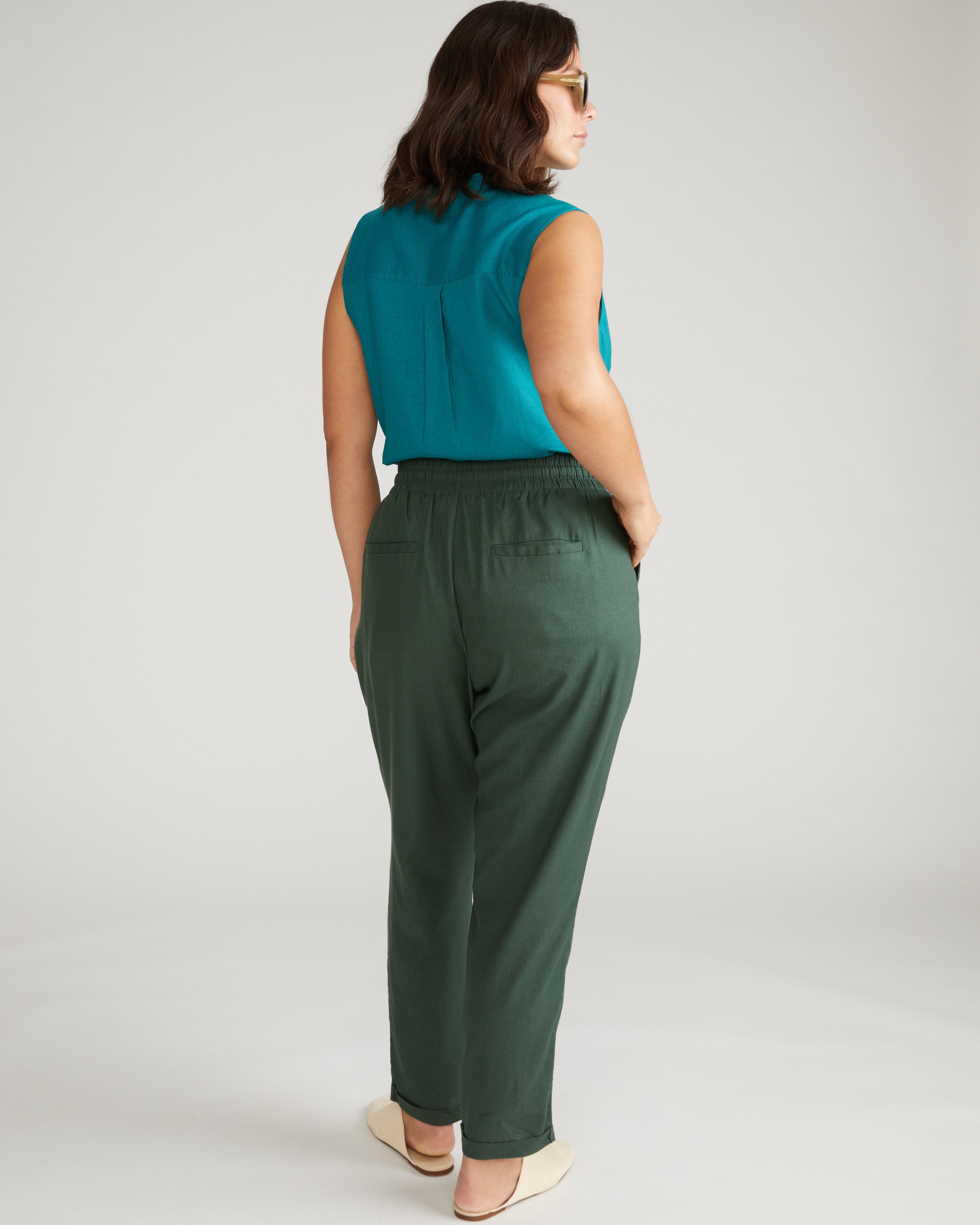 Sayville Linen Drawstring Pant - Luscious Green
