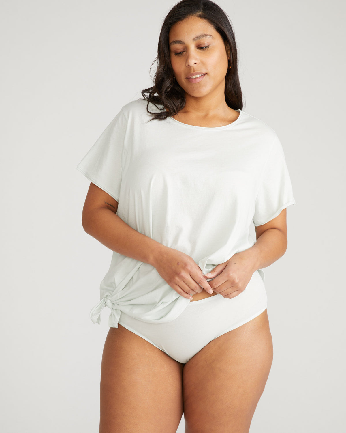 Pima Cotton Mid Rise Bikini - Hint of Mint