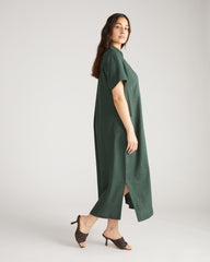 Padma Polo Neck Linen Dress - Luscious Green
