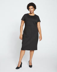 Executive Ponte Dress - Slate Pinstripe