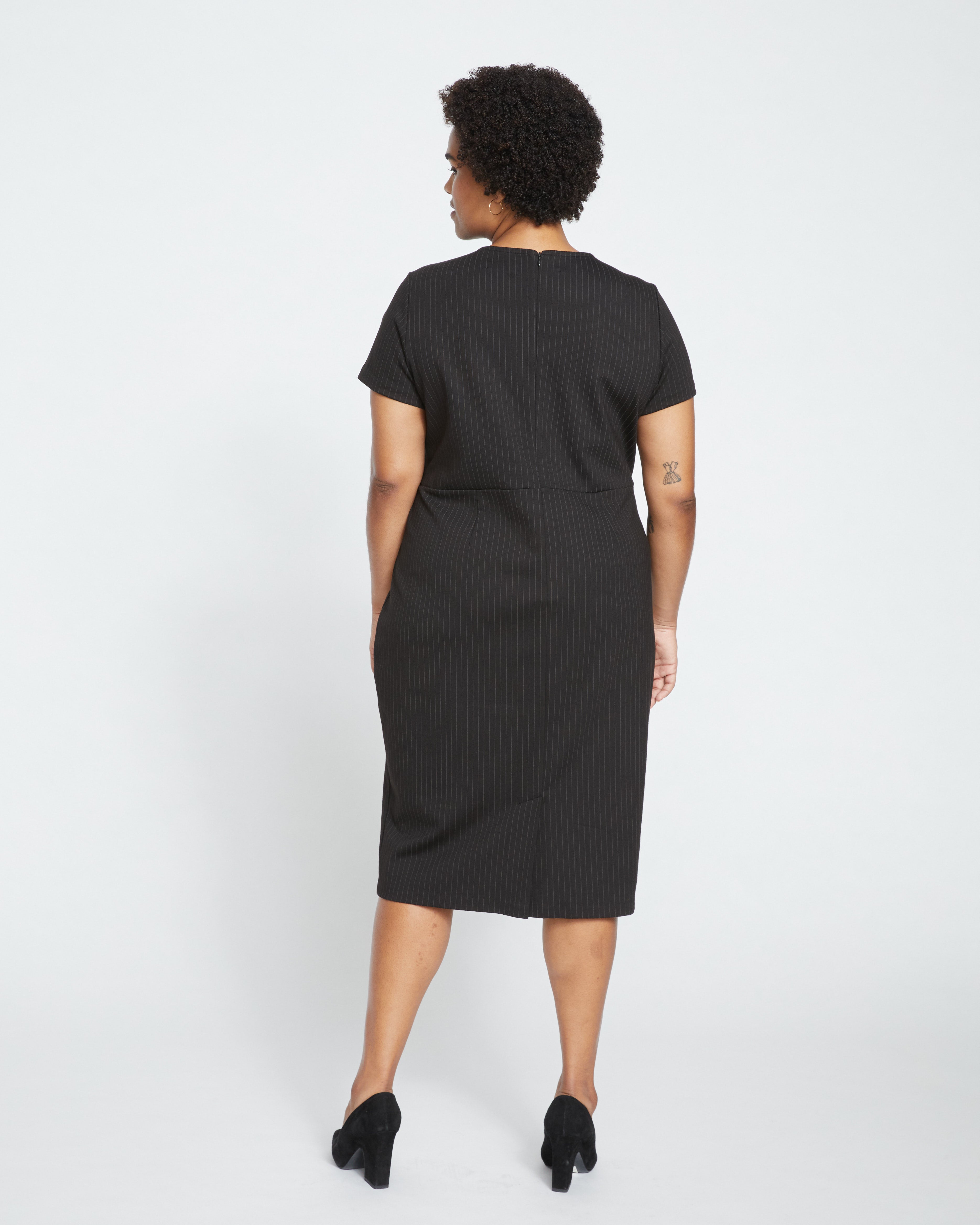 Executive Ponte Dress - Slate Pinstripe