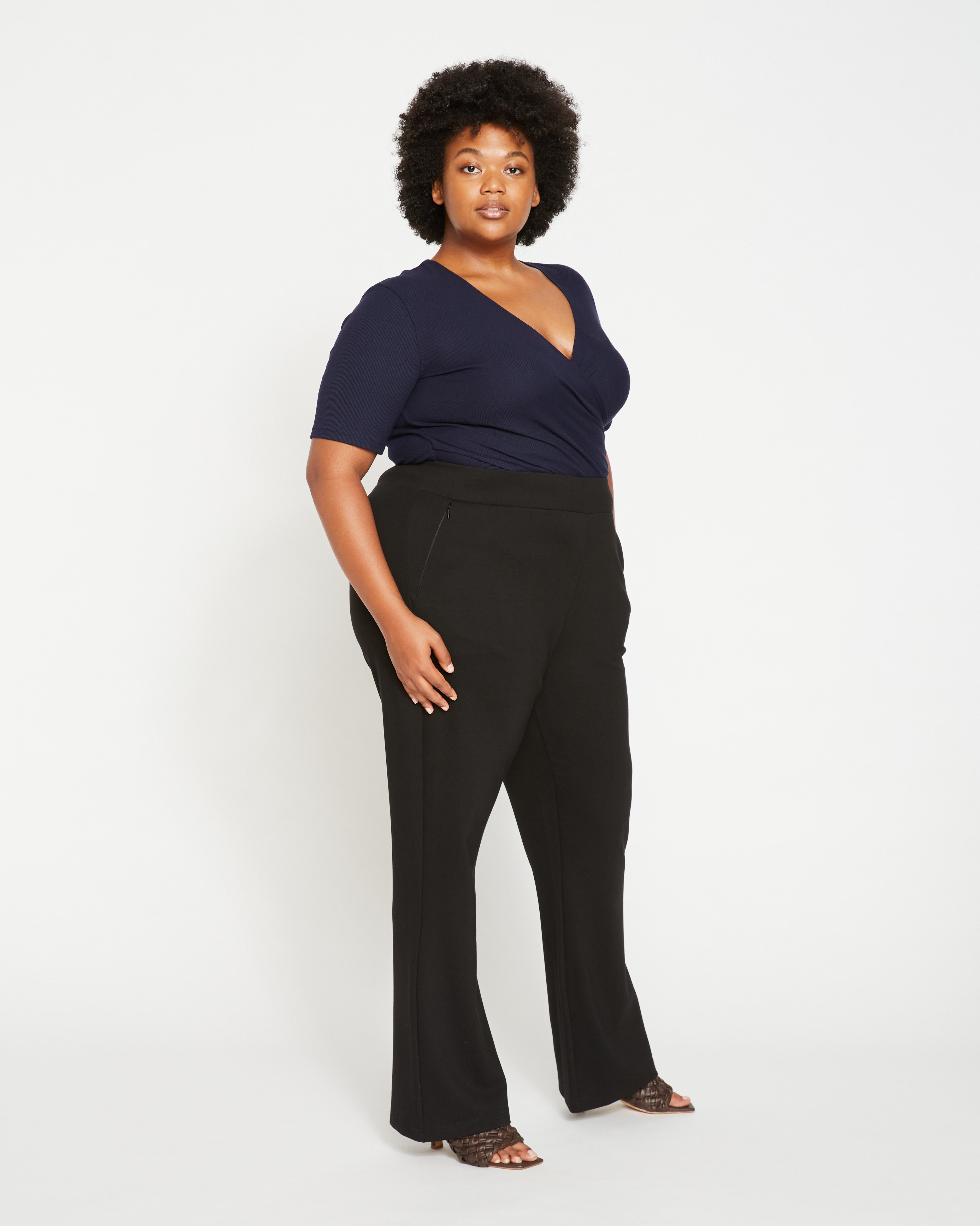 Pull On Bootcut Ponte Pants - Black