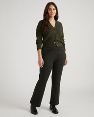 Pull On Bootcut Ponte Pants - Forest Houndstooth