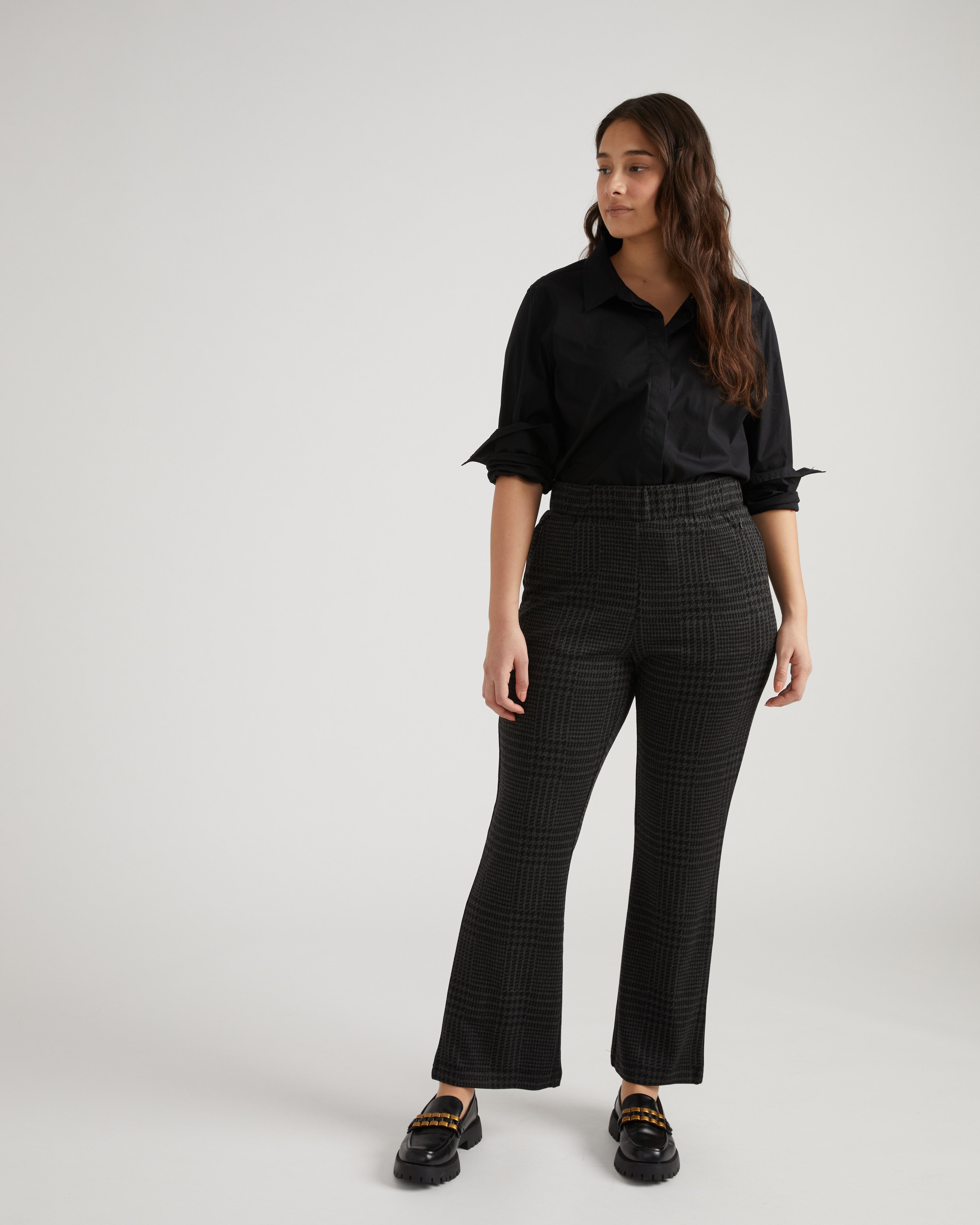 Pull On Bootcut Ponte Pants - Storm Houndstooth