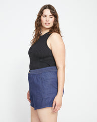 Capri Chambray Shorts - Dark Indigo