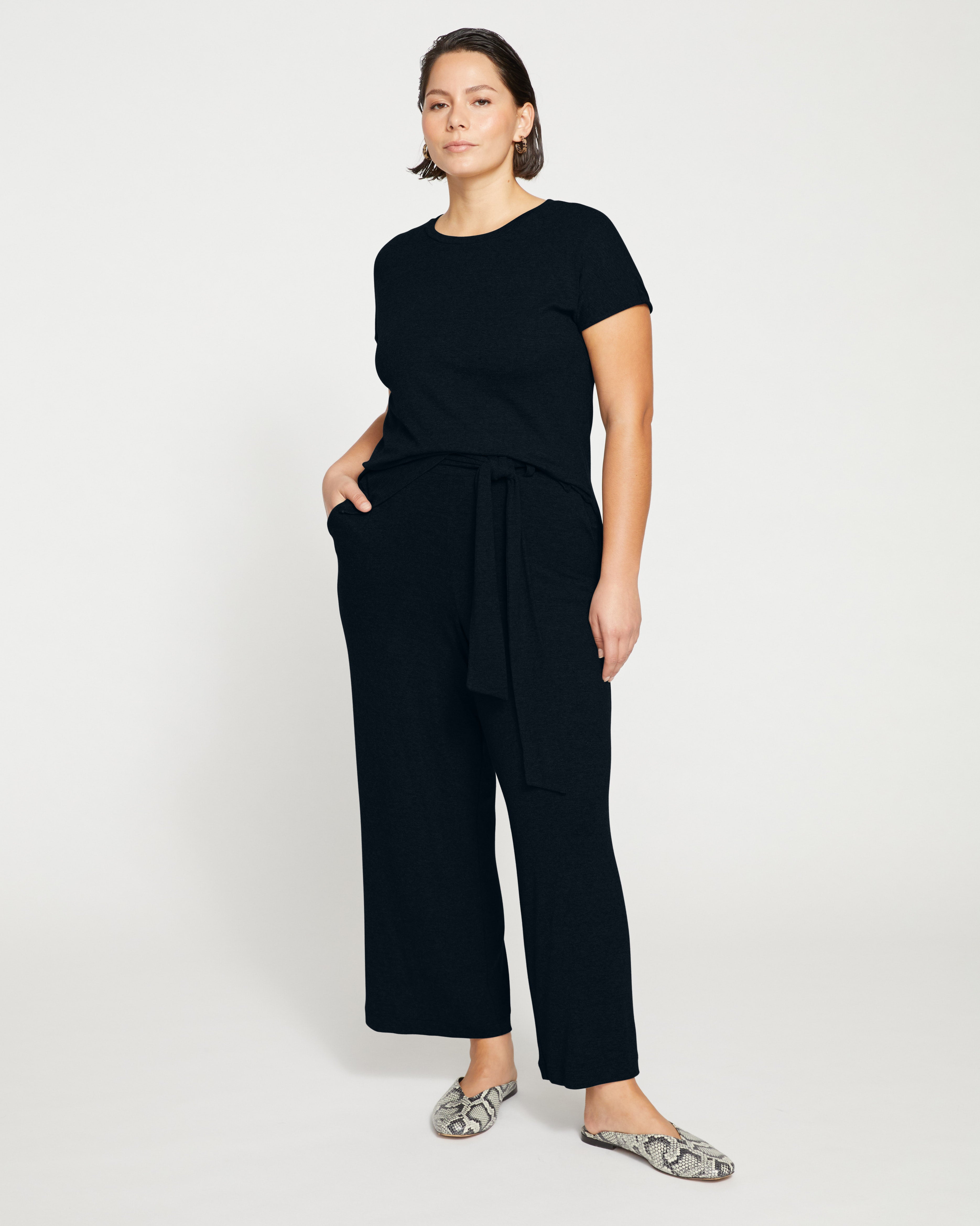 TravelKnit Wide Leg Pants - Black