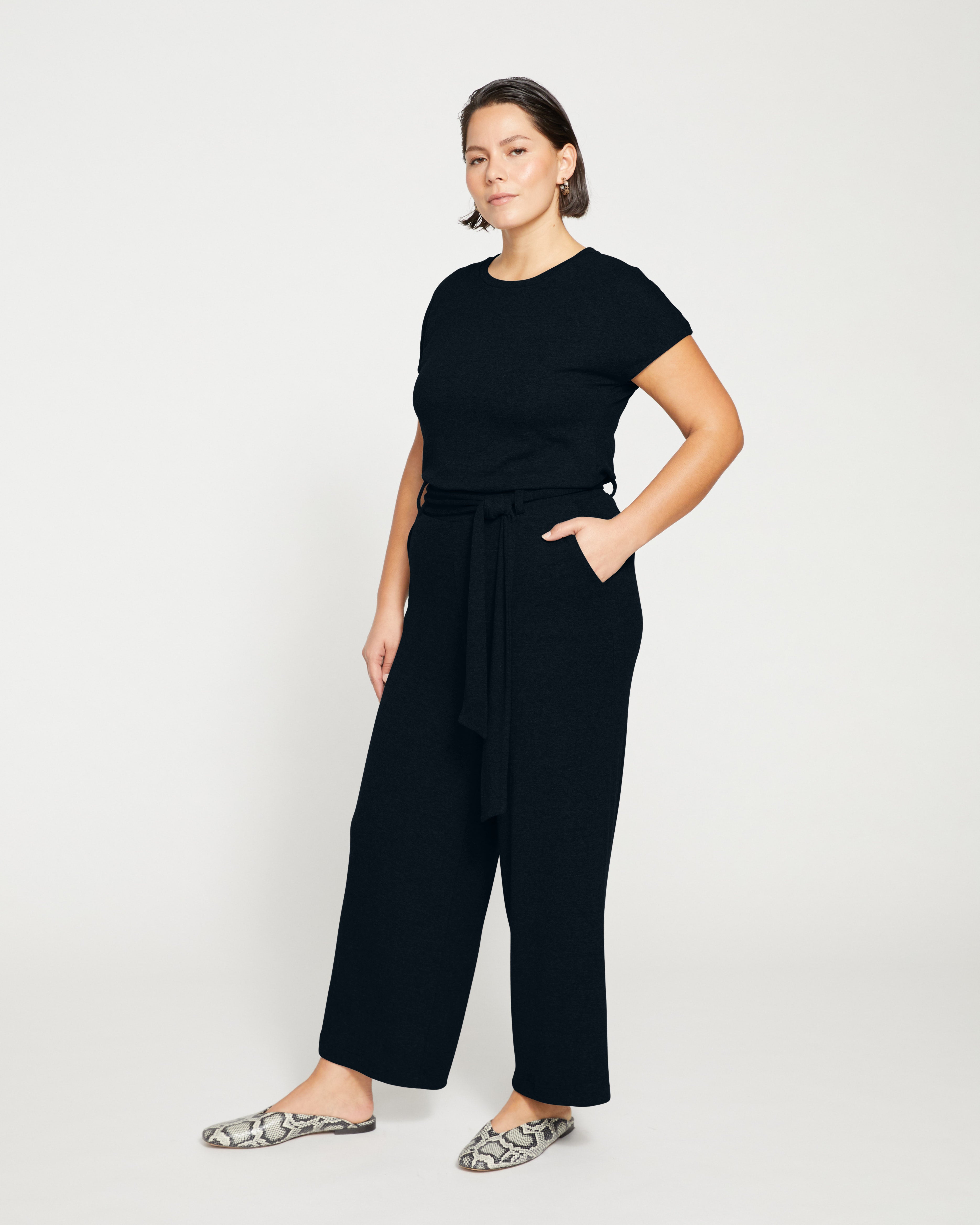 TravelKnit Wide Leg Pants - Black