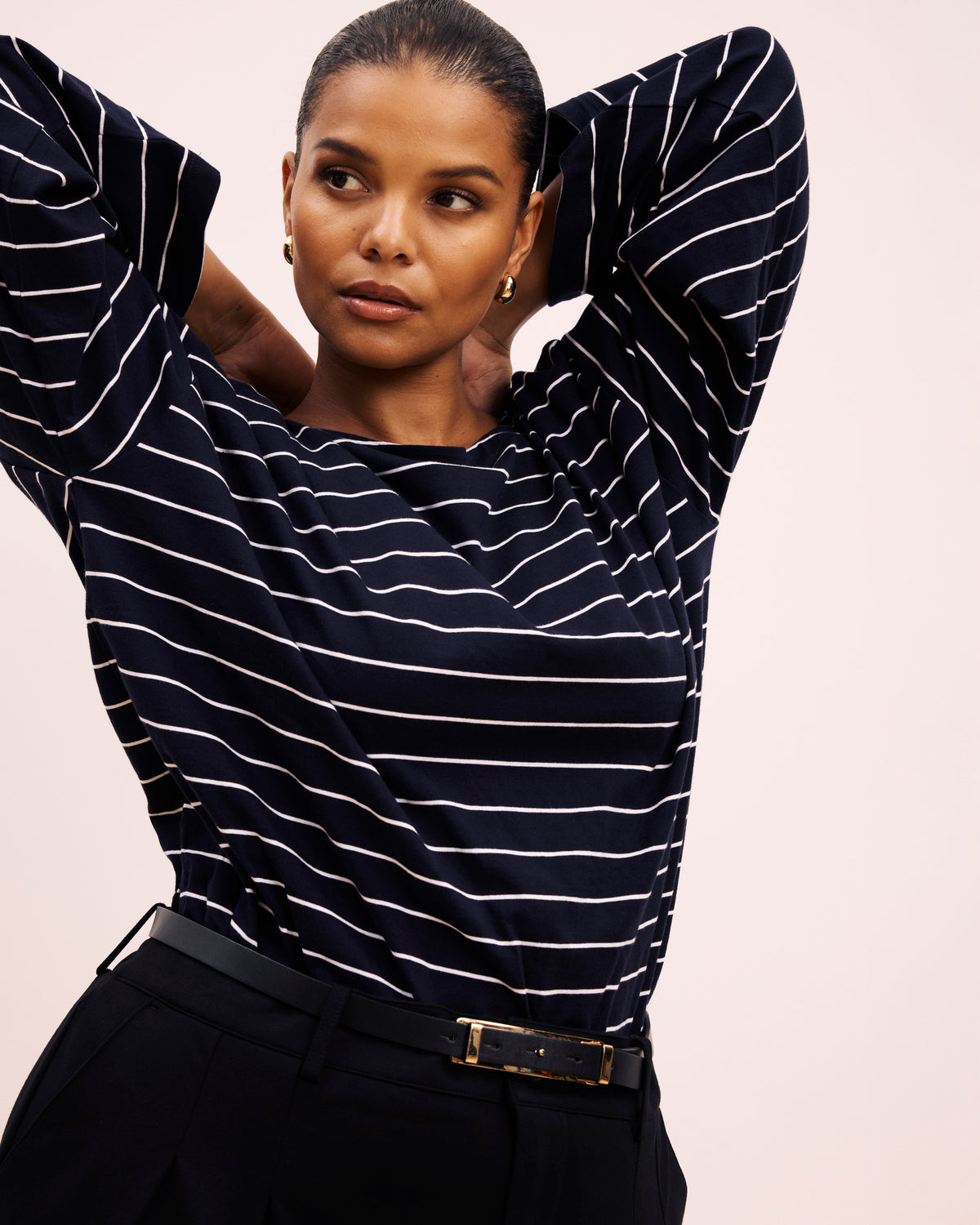 Montauk Breton Stripe Bell Sleeve Top - Navy Pinstripe