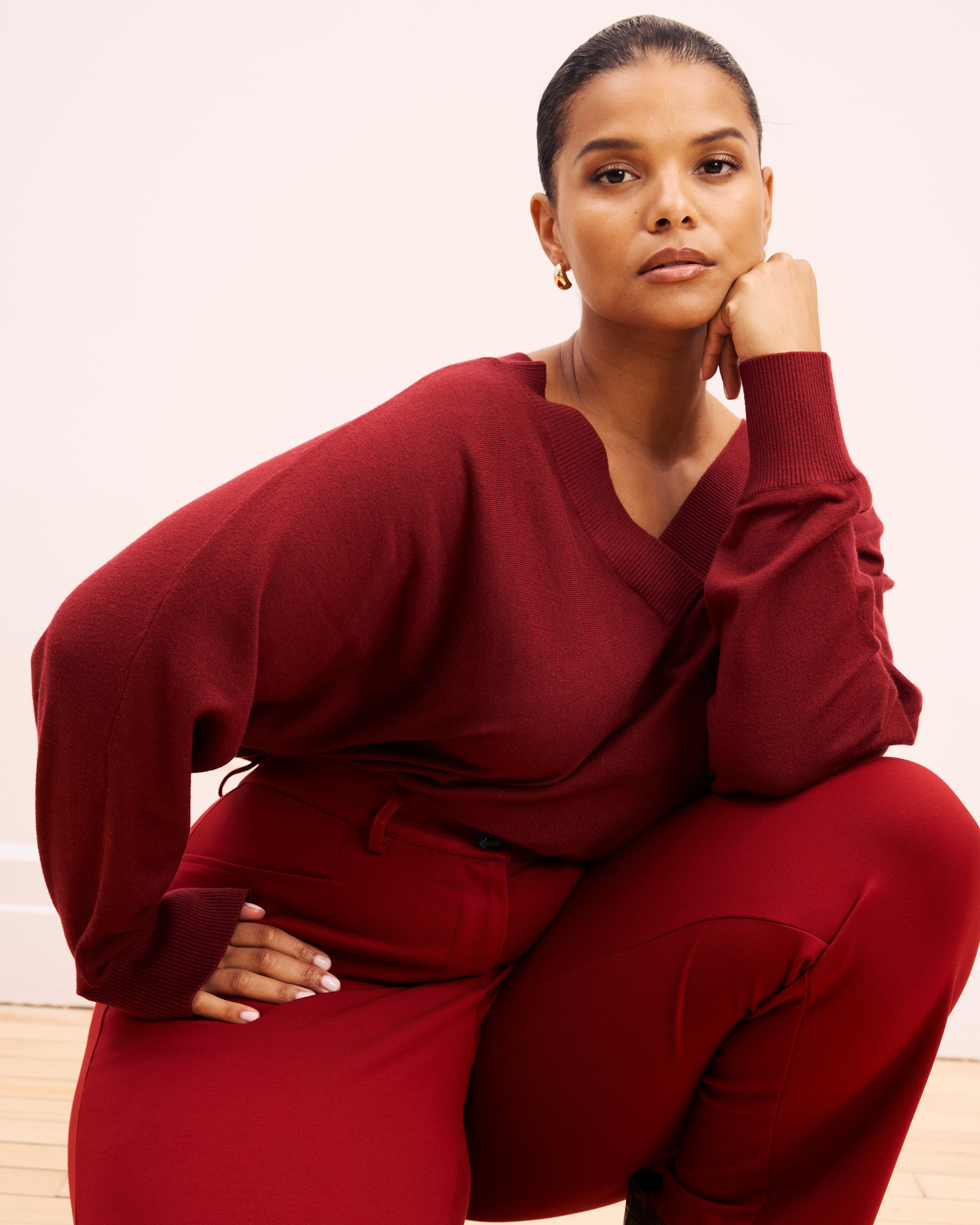 Cigarette Ponte Pants - Garnet