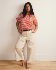 Breton Stripe Garcon Tee - Coral Reef/White Stripe