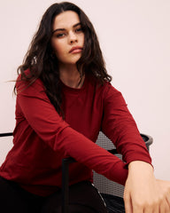 Long Sleeve Relaxed Tee - Garnet