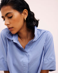 Elbe Stretch Poplin Short Sleeve Shirt - Soft Blue