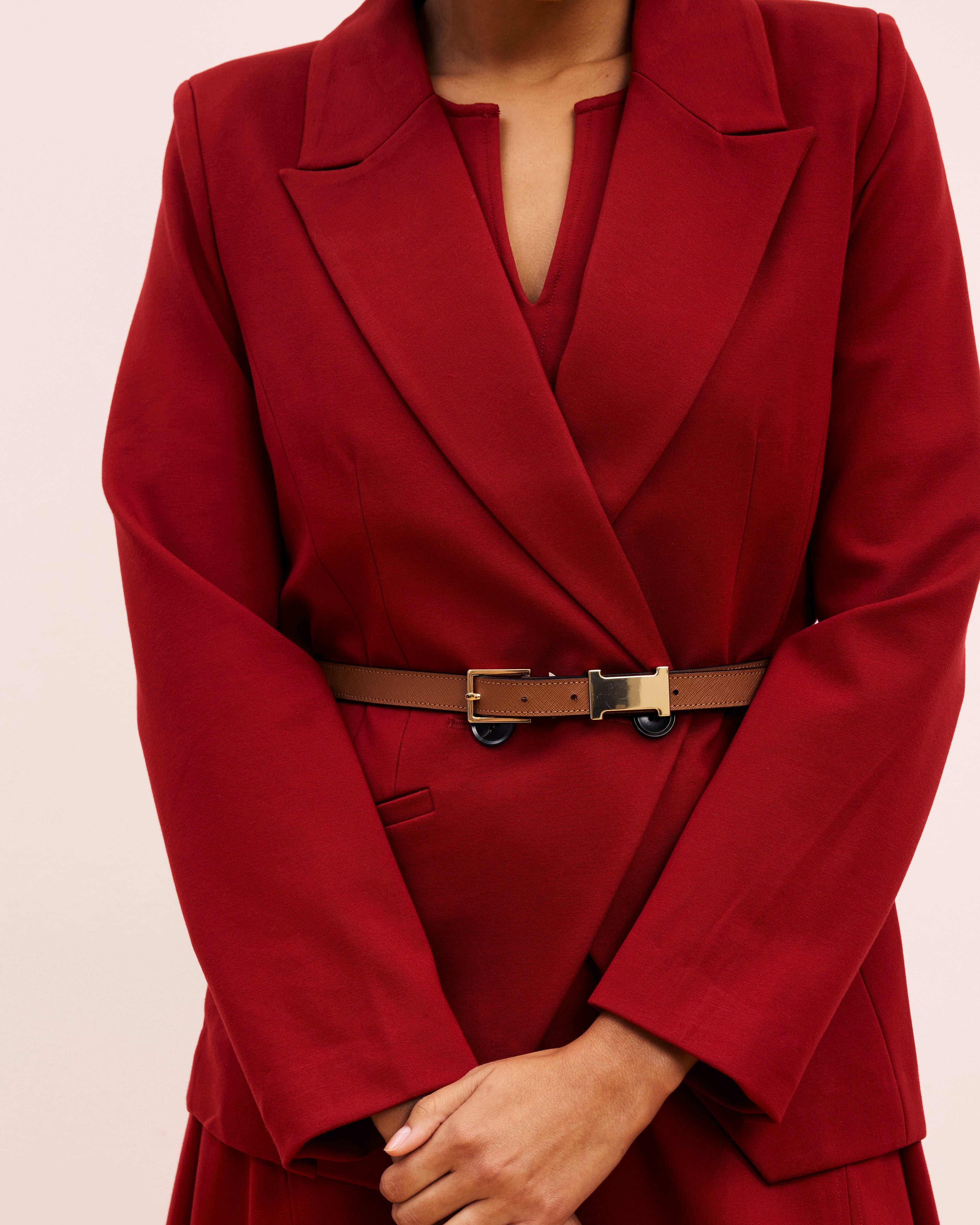 Bianca Double Breasted Ponte Blazer - Garnet