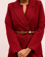 Bianca Double Breasted Ponte Blazer - Garnet