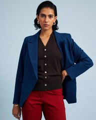 Bianca Double Breasted Ponte Blazer - Deep Teal