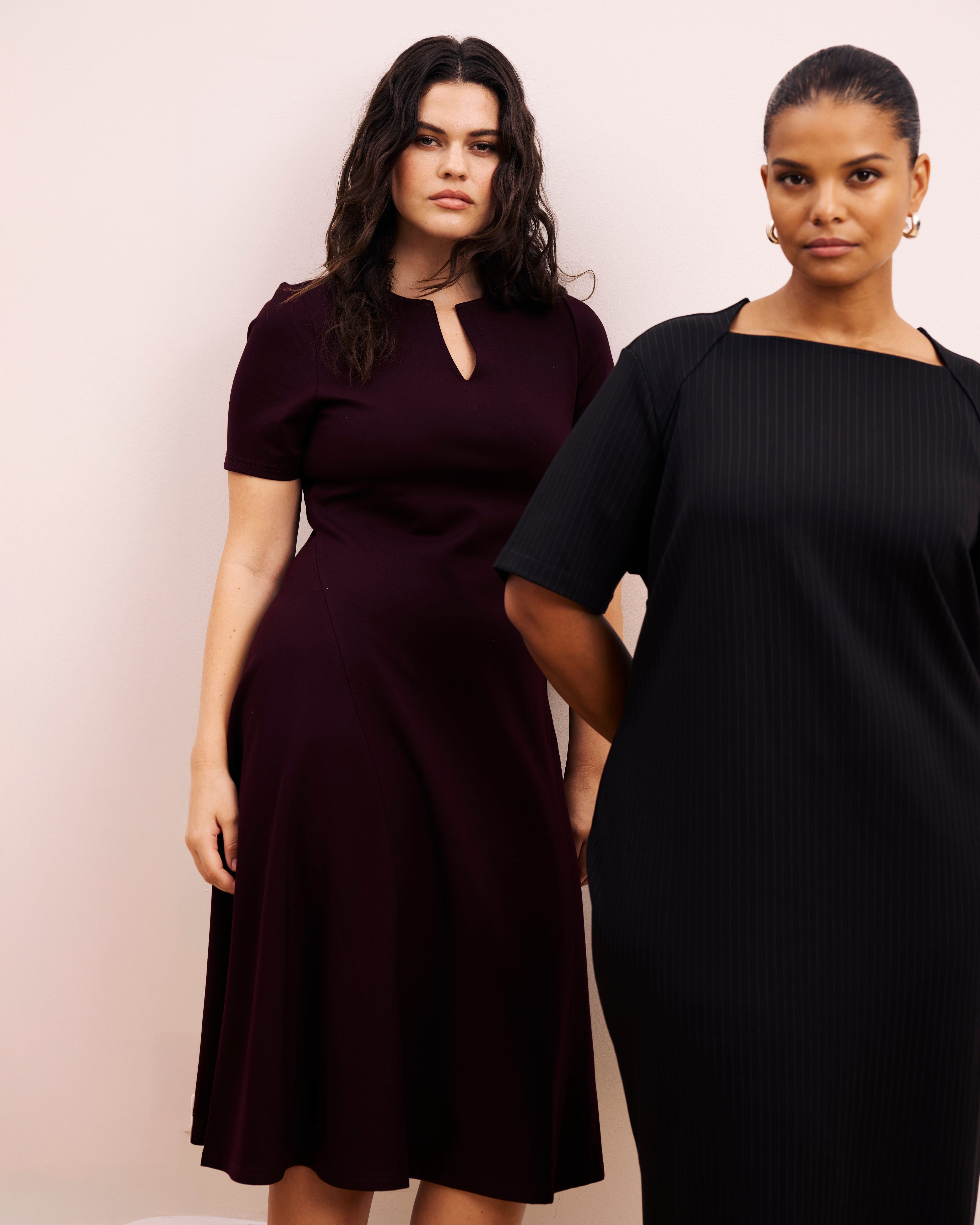 Saskia Ponte Dress - Black Cherry