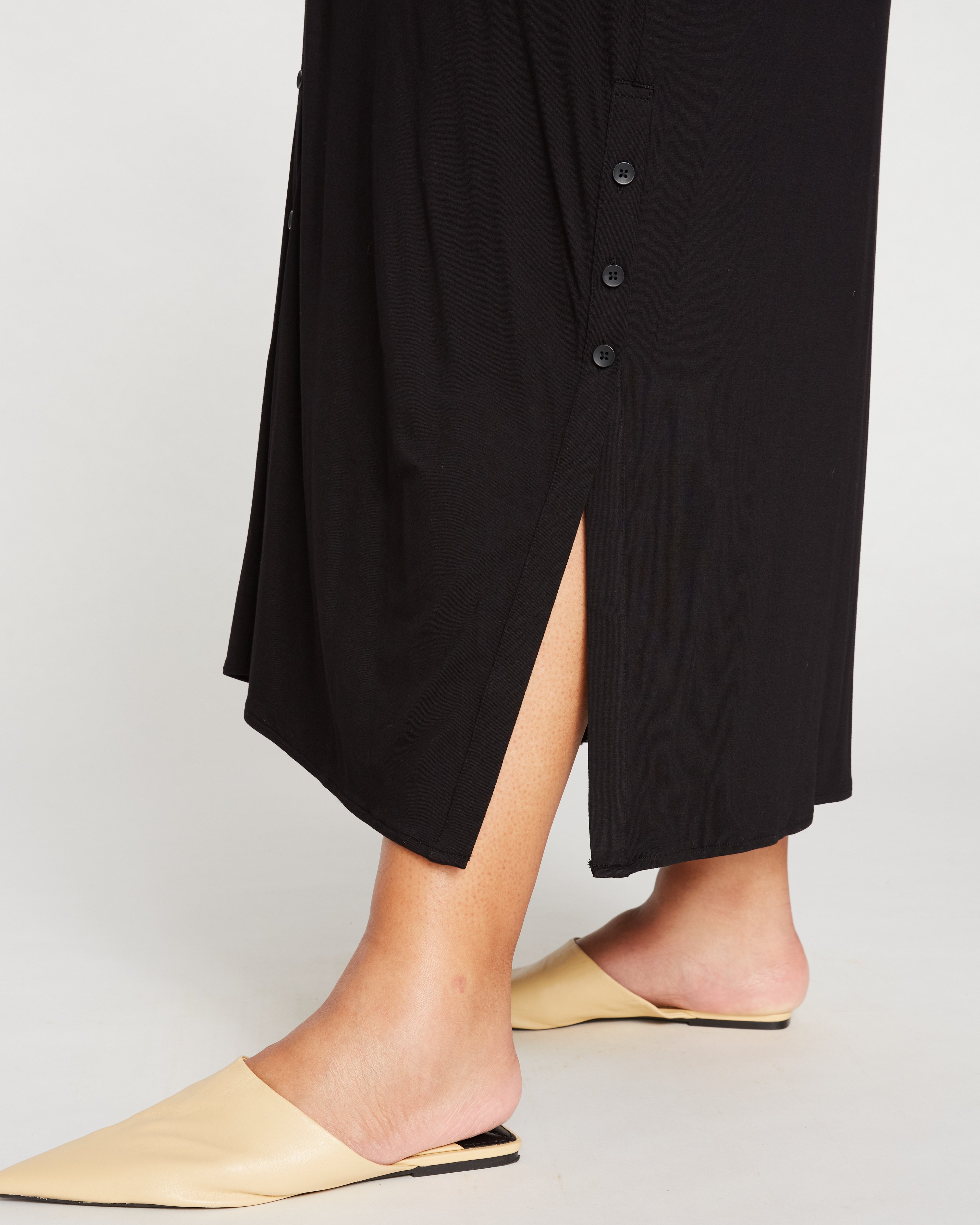 Sally Liquid Jersey Shirt Dress - Black