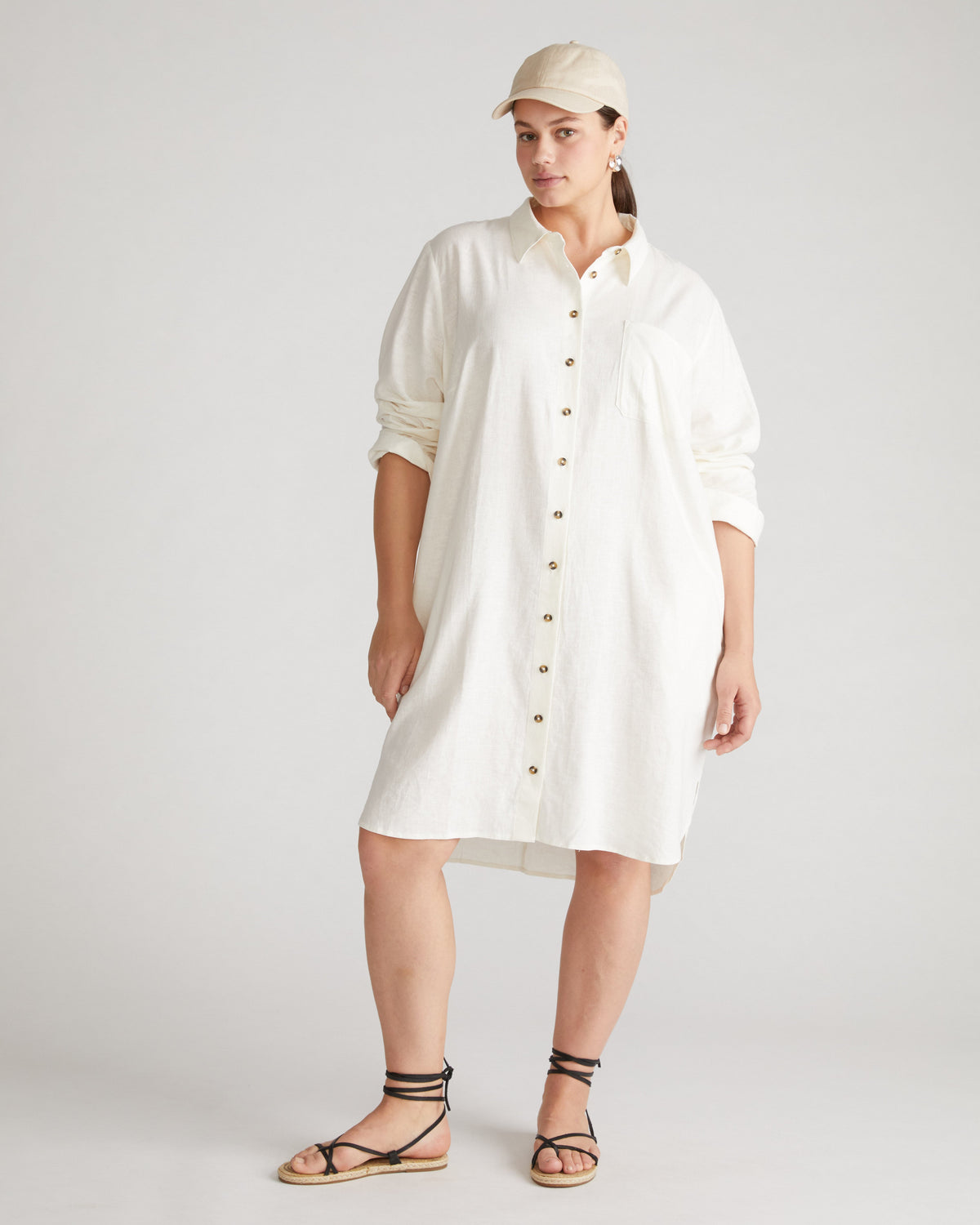Seaside Linen Shirtdress - White