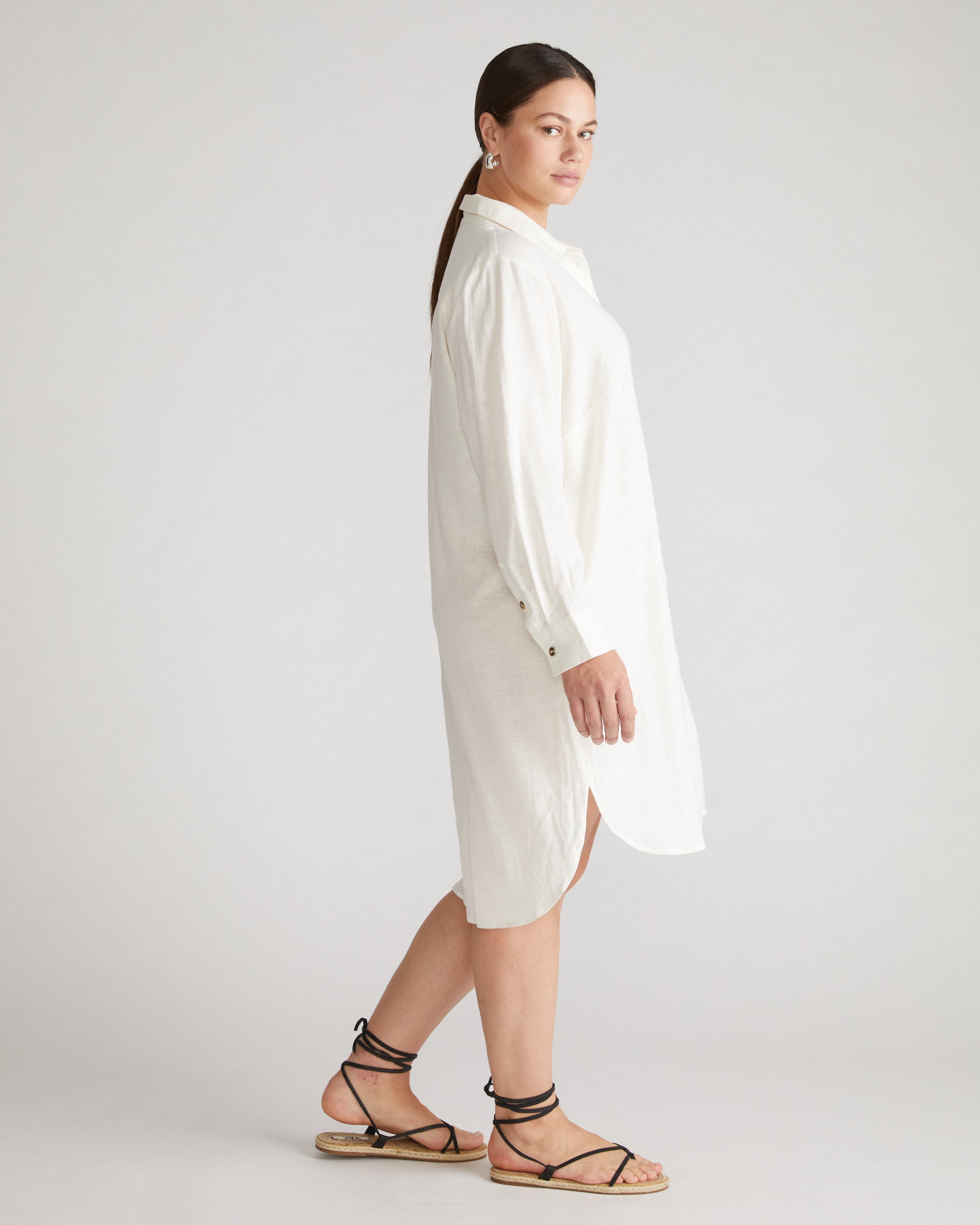 Seaside Linen Shirtdress - White
