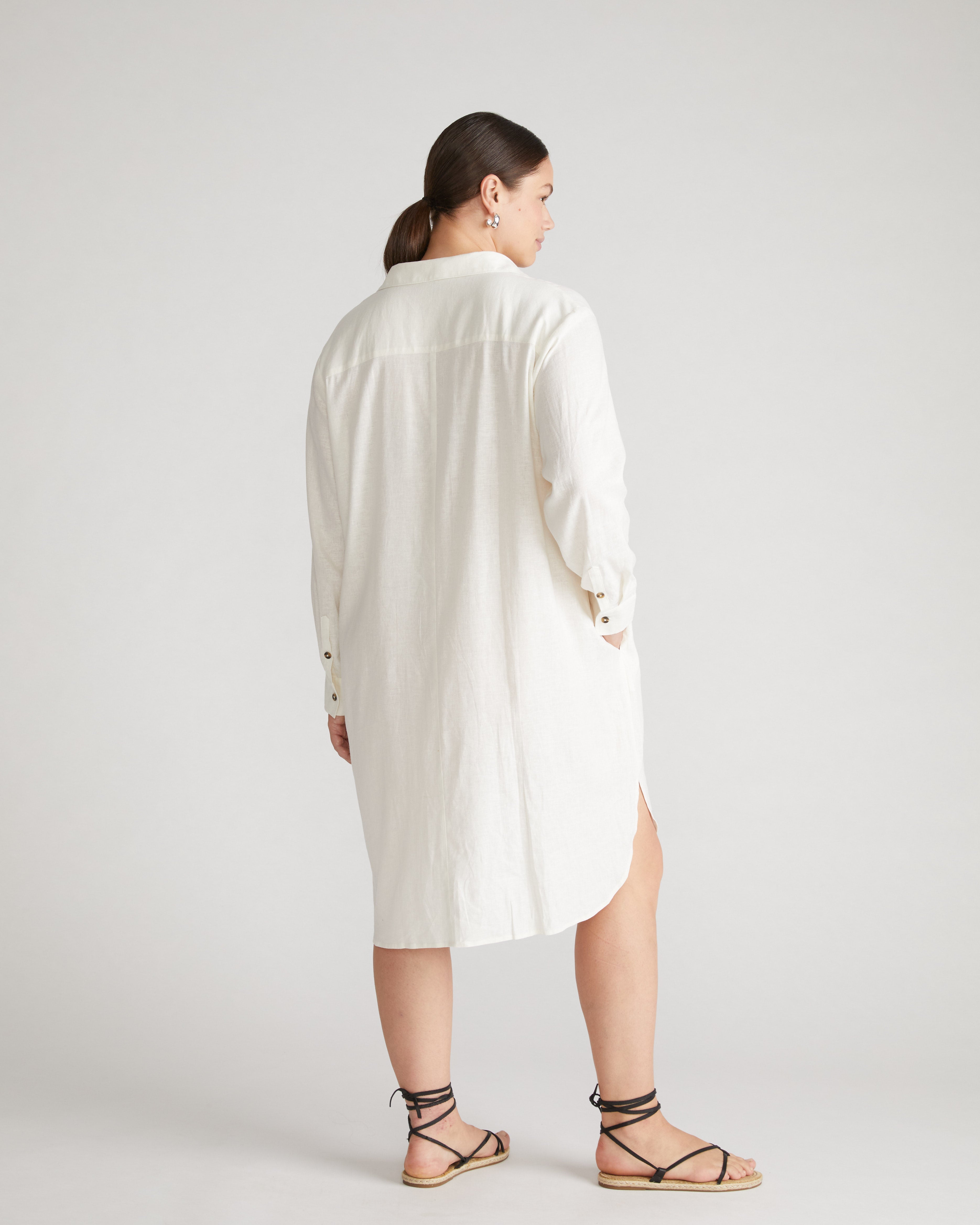 Seaside Linen Shirtdress - White