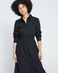 Hamptons Smocked Shirtdress - Black