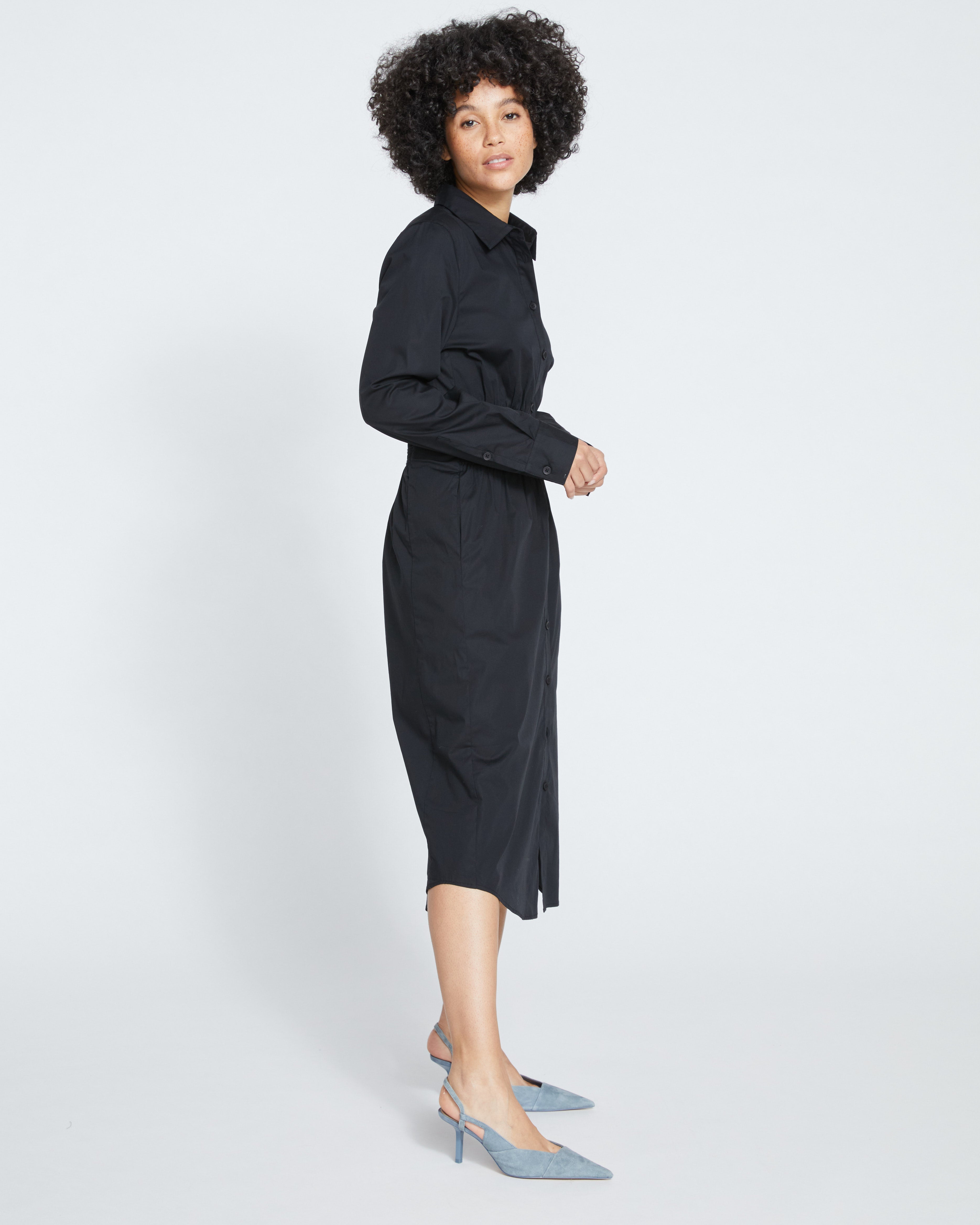 Hamptons Smocked Shirtdress - Black