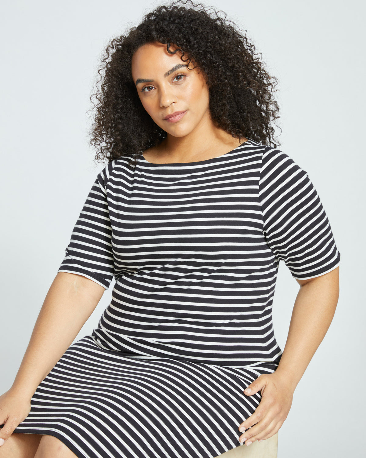 Belle Breton Stripe Jersey Dress - Black/White Stripe