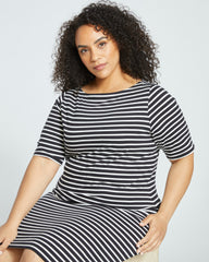 Belle Breton Stripe Jersey Dress - Black/White Stripe