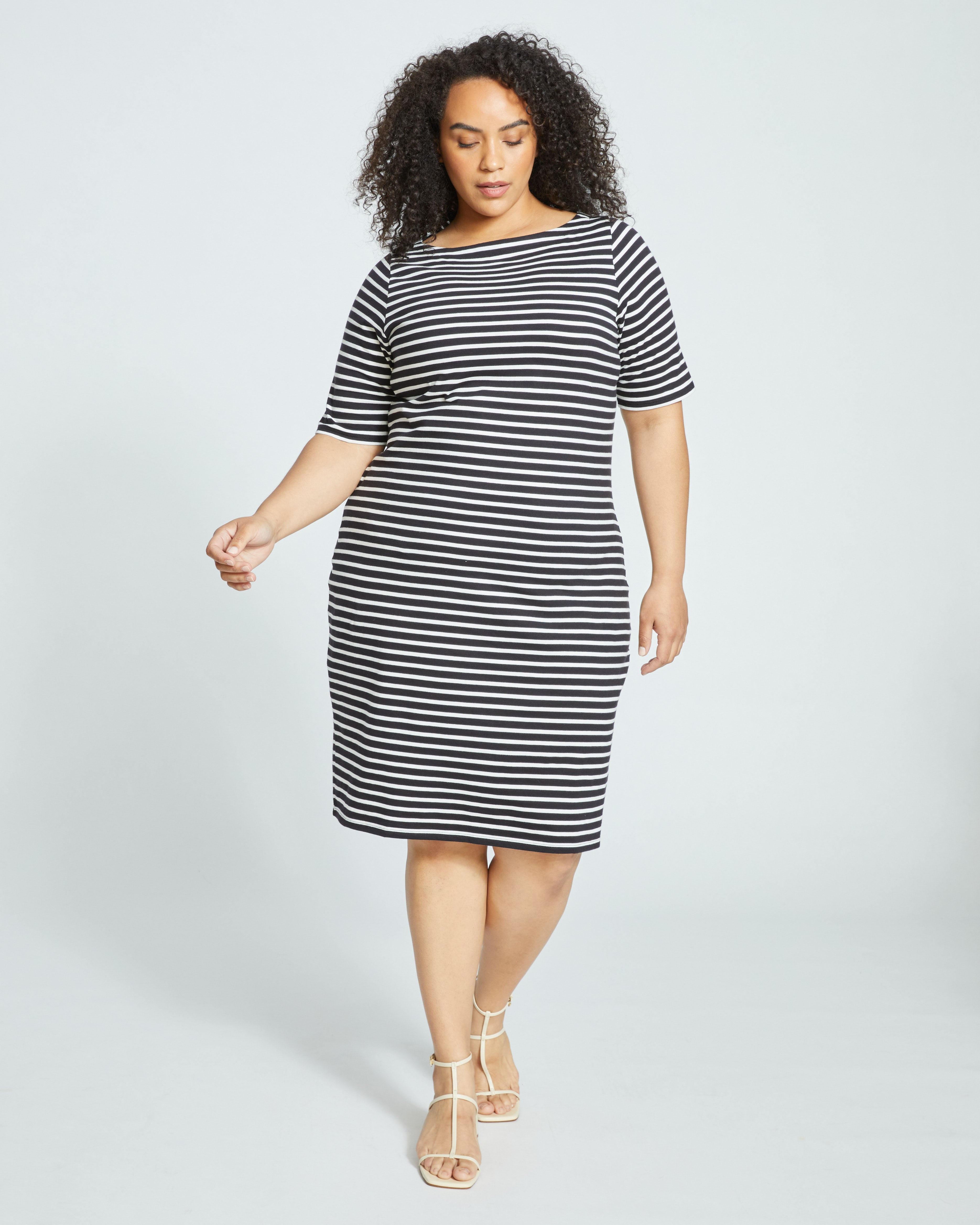 Belle Breton Stripe Jersey Dress - Black/White Stripe