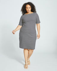 Belle Breton Stripe Jersey Dress - Black/White Stripe